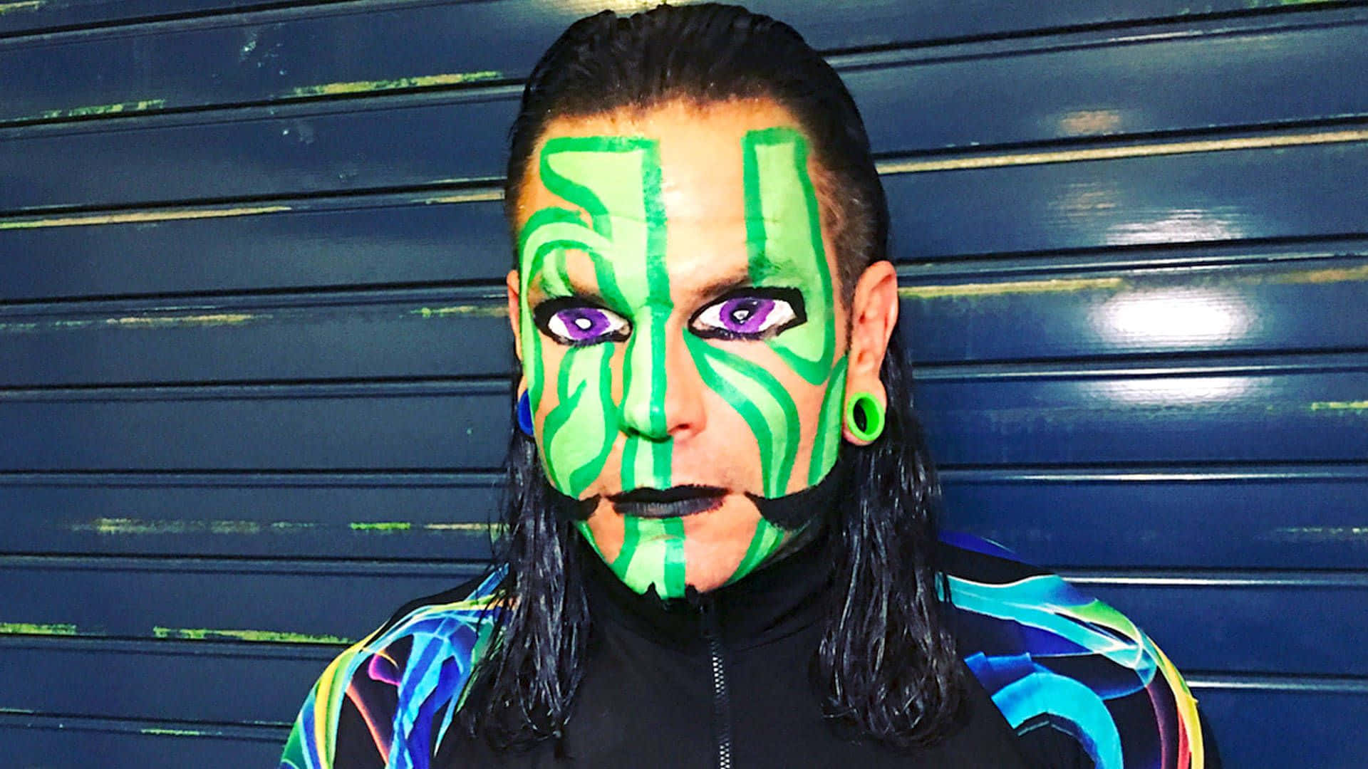 Jeff Hardy, green face paint, purple eyes, Full HD Desktop Wallpaper