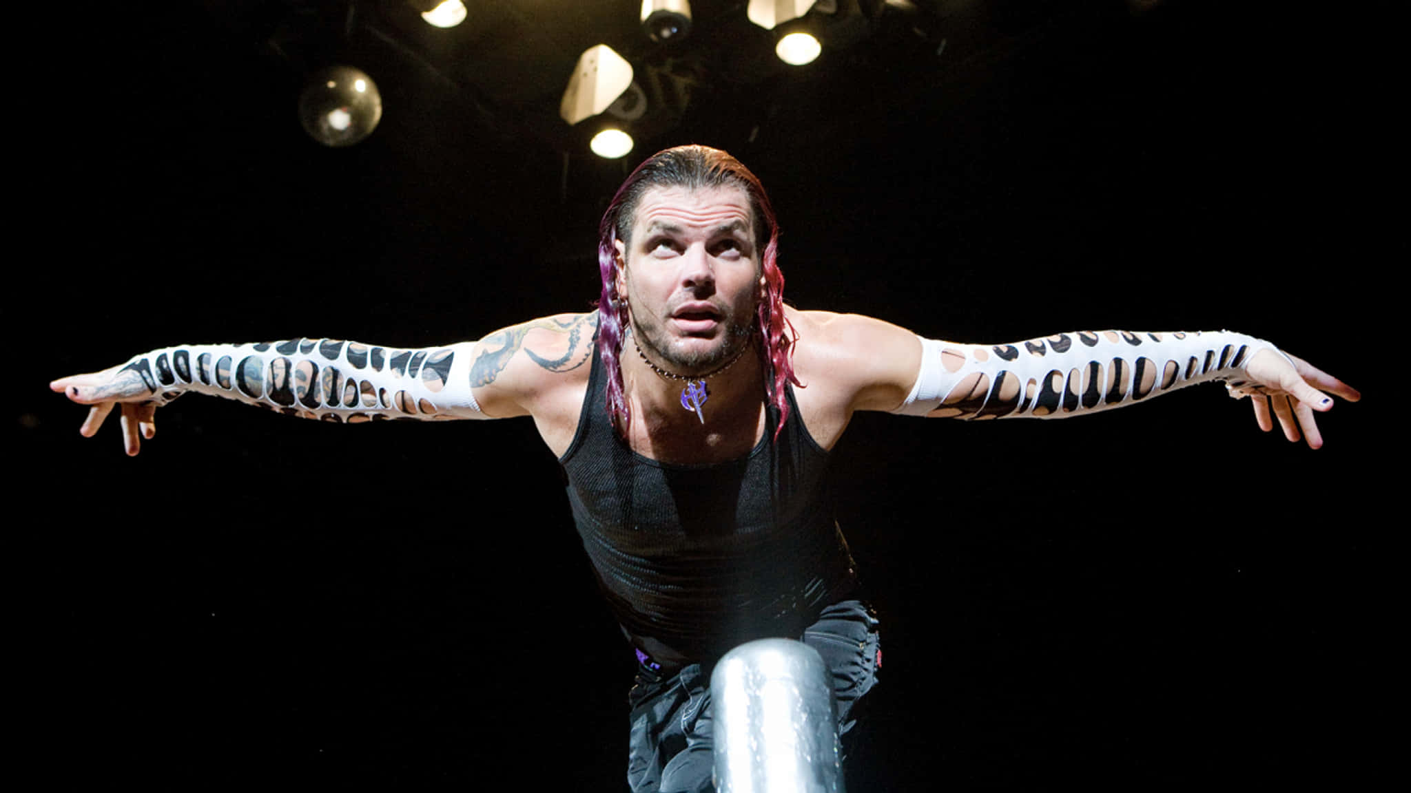 Jeff Hardy, pink hair, painted arms, Full HD Desktop Wallpaper