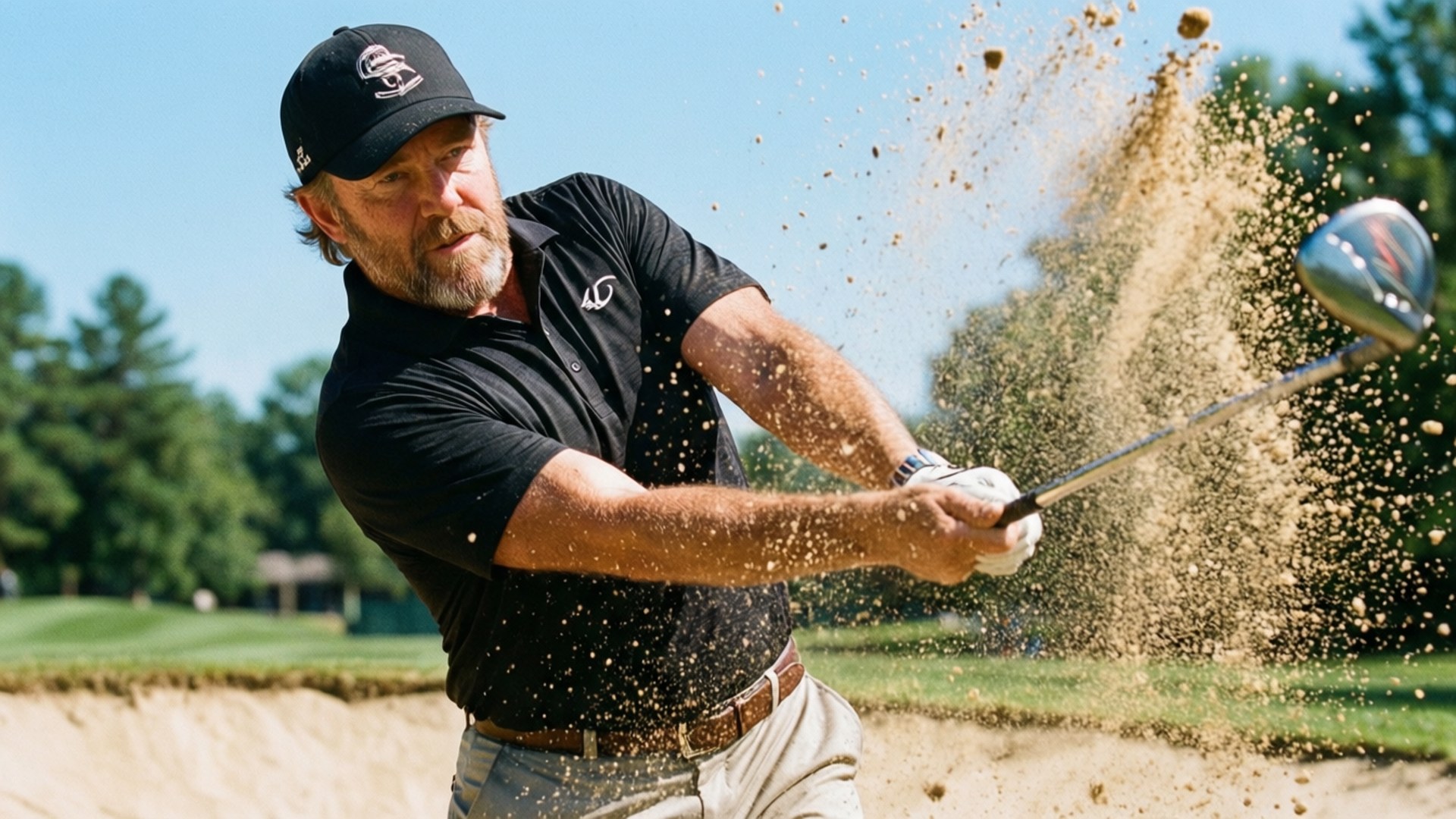 Jeff Maggert, greenside bunker, explosive sand shot, Full HD Desktop Wallpaper