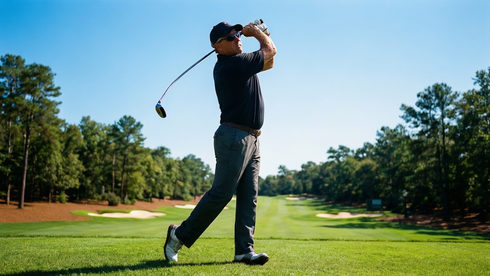 Jeff Maggert, golf swing, pristine fairway, Full HD Desktop Wallpaper