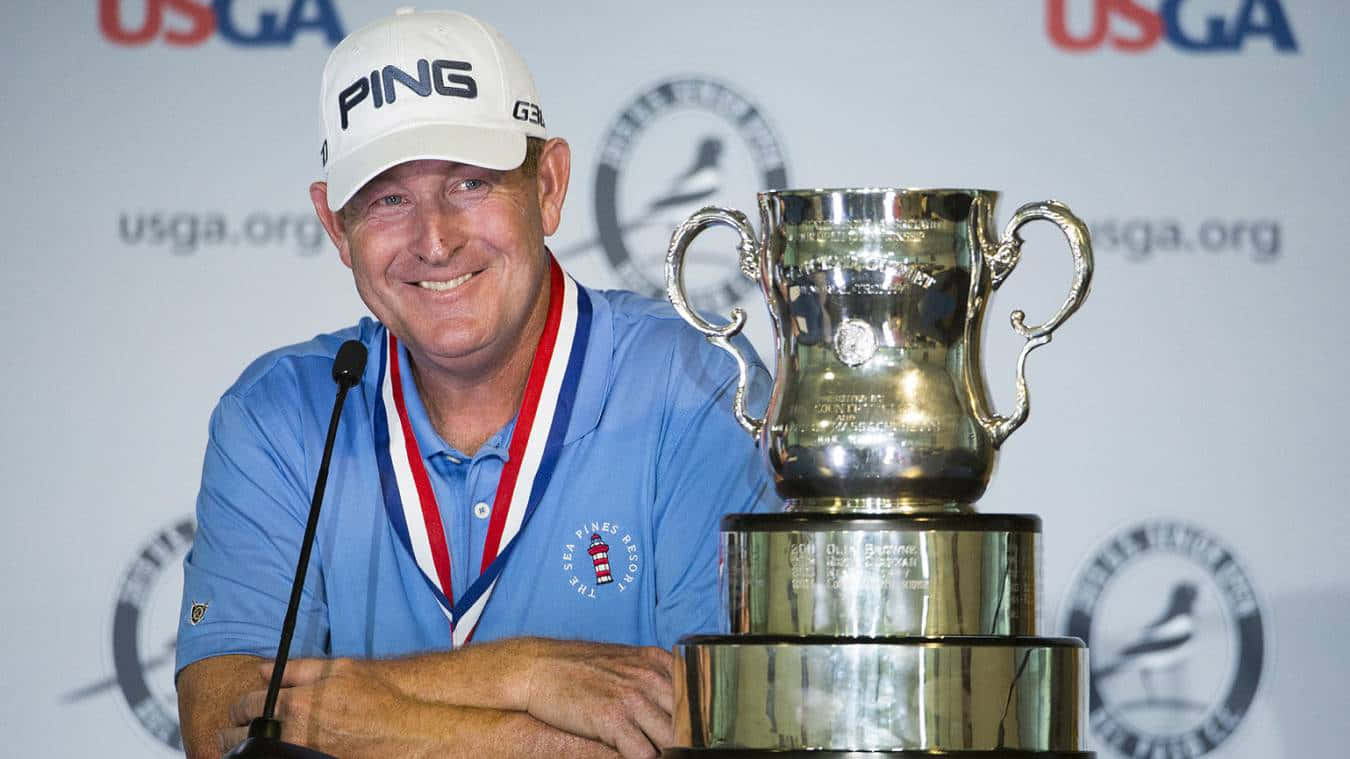Jeff Maggert, blue polo, white cap, HD Desktop Wallpaper