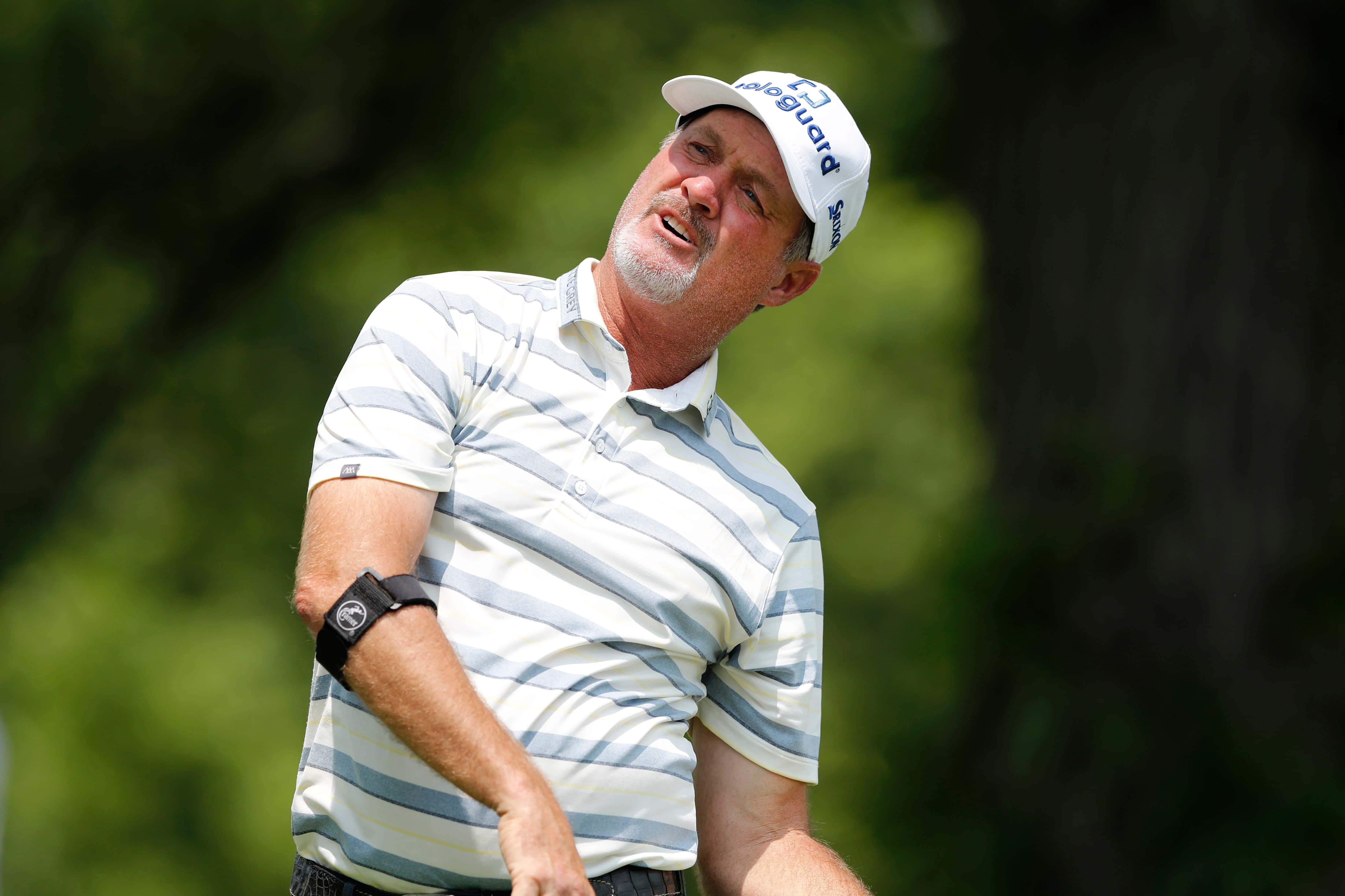 Jeff Maggert, striped polo, cap, 4K Desktop Wallpaper