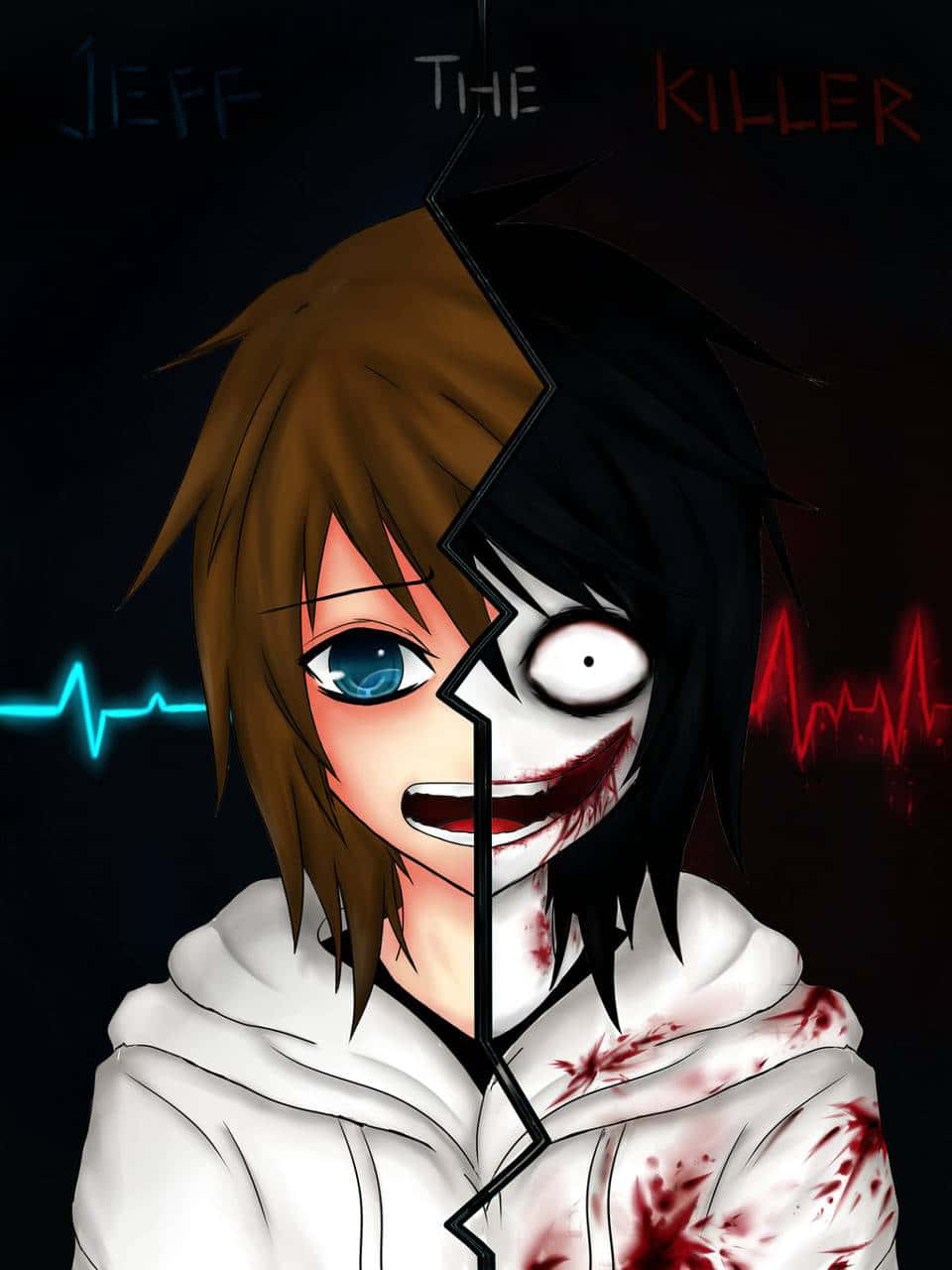 Jeff The Killer, anime character, split-faced, HD Phone Wallpaper