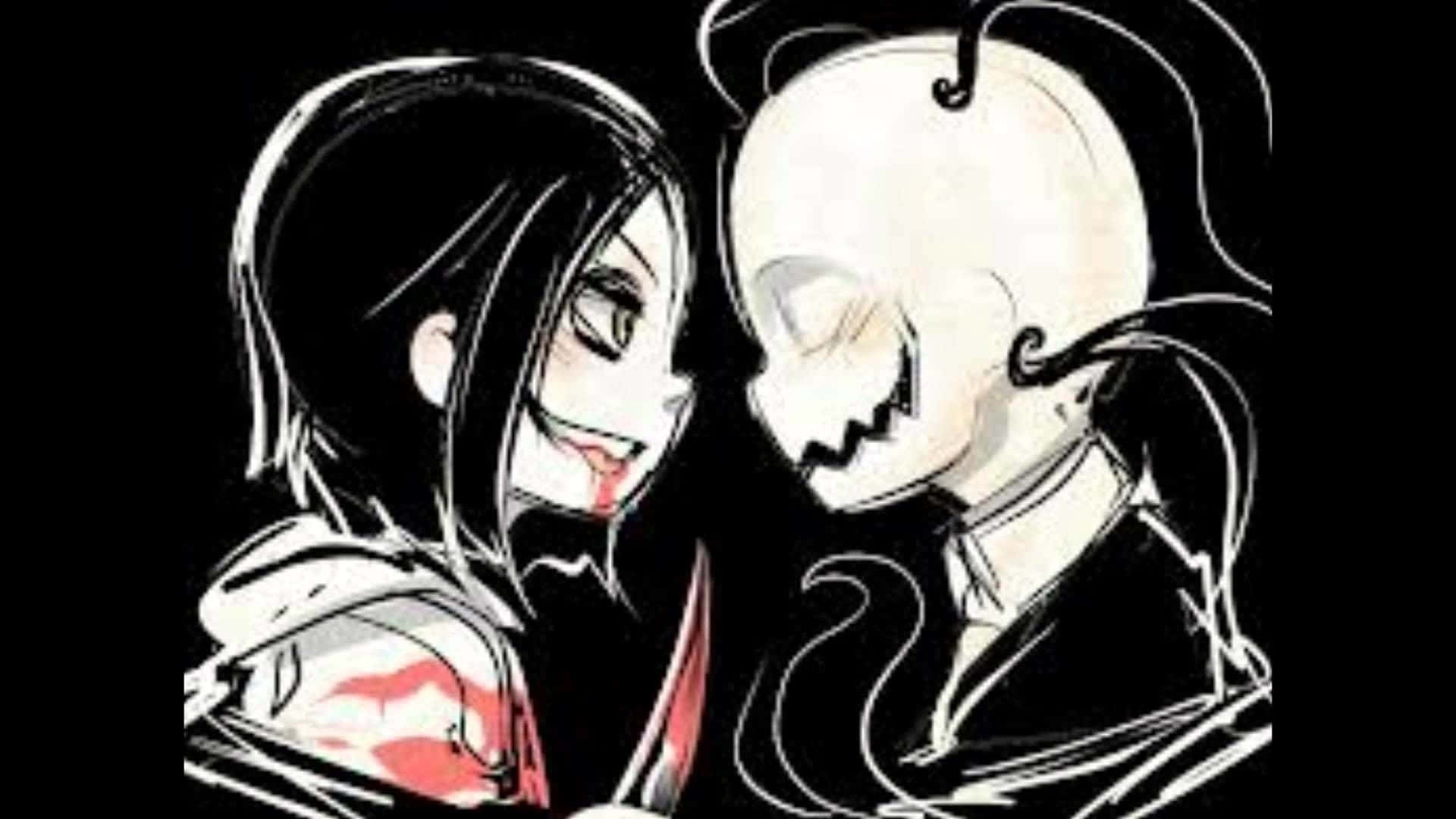 Jeff The Killer, anime-style, sharp teeth, Full HD Desktop Wallpaper