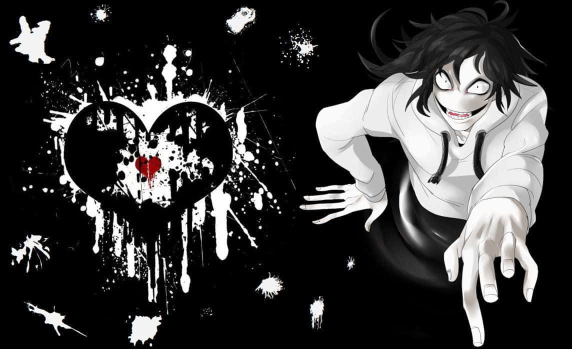 Jeff The Killer, anime character, black background, SD Desktop Wallpaper