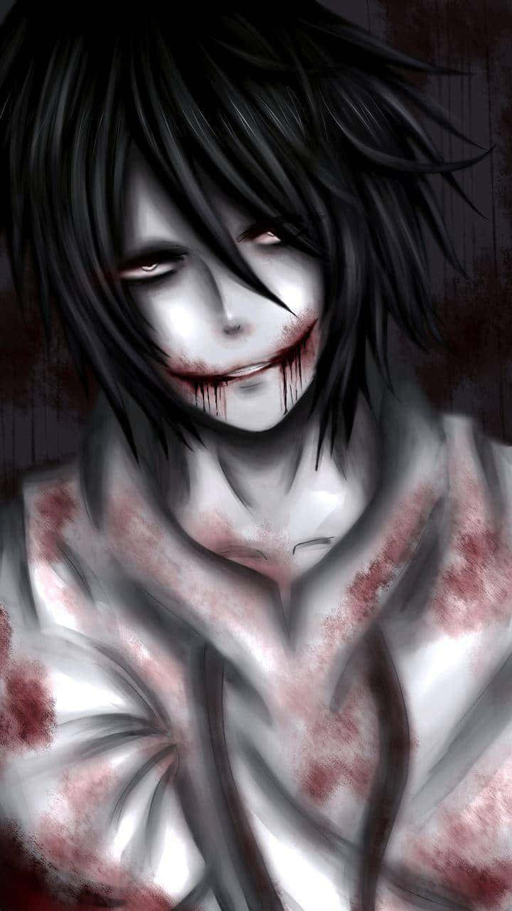 Jeff The Killer, anime character, black hair, HD Phone Wallpaper