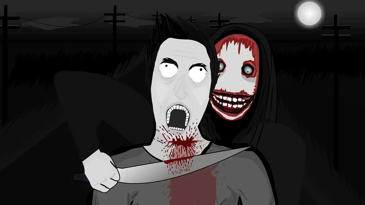 Jeff The Killer, full moon, bloodied masked killer, HD Desktop Wallpaper