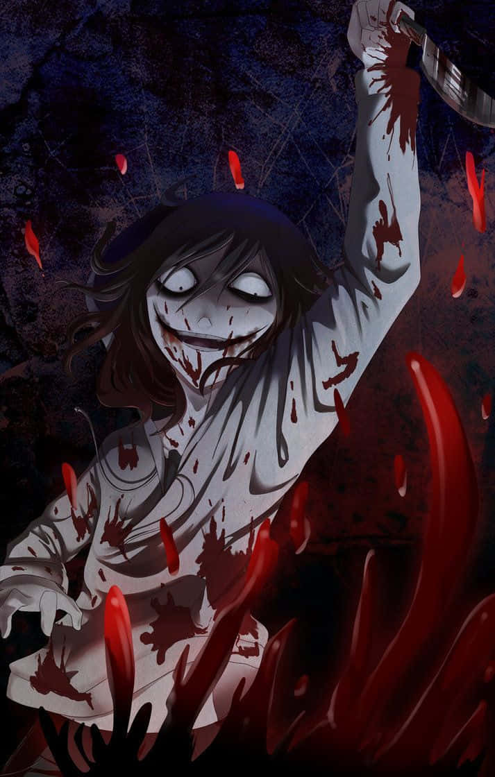 Jeff The Killer, anime girl, wide grin, SD Phone Wallpaper