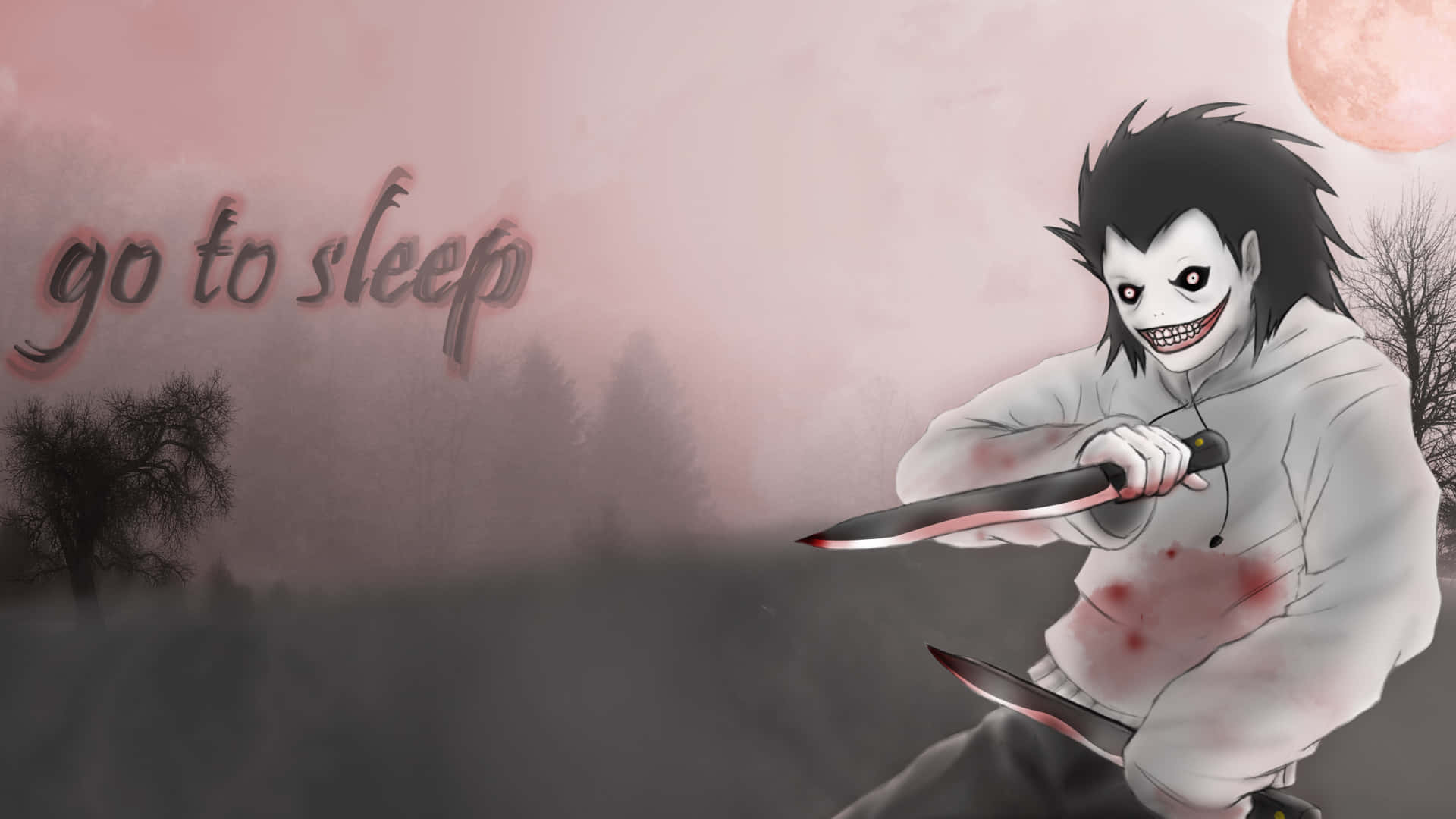 Jeff The Killer, white mask, bloodied hoodie, Full HD Desktop Wallpaper