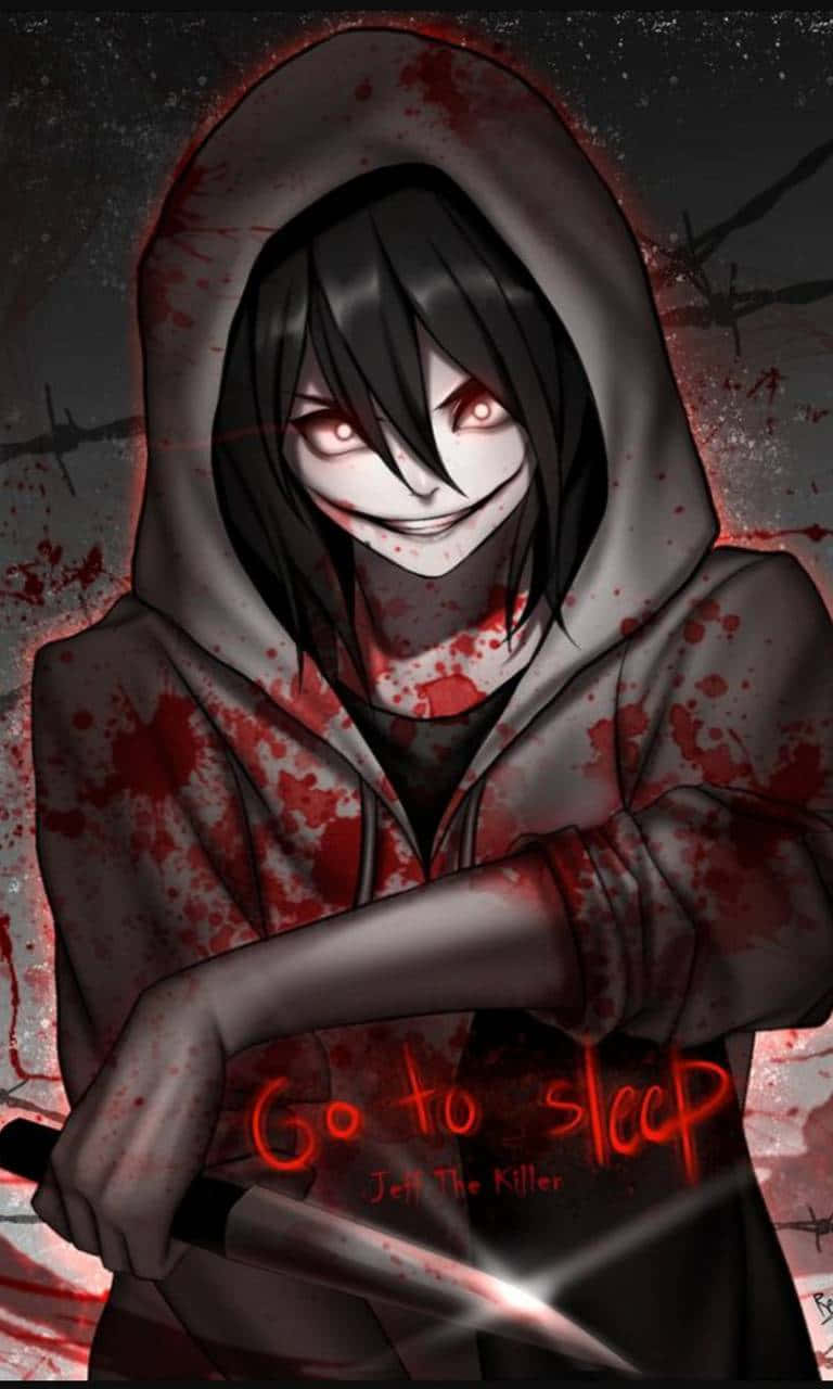 Jeff The Killer, anime character, blood-splattered hoodie, HD Phone Wallpaper