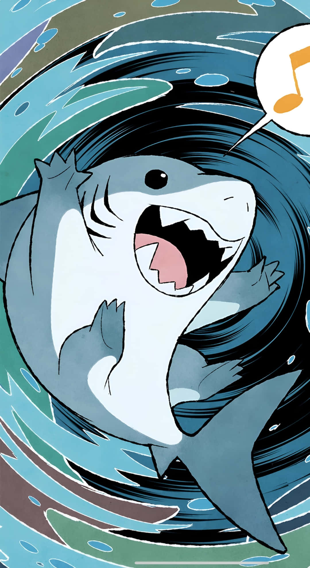 Jeff The Land Shark, cartoon shark, wide grin, Full HD Phone Wallpaper