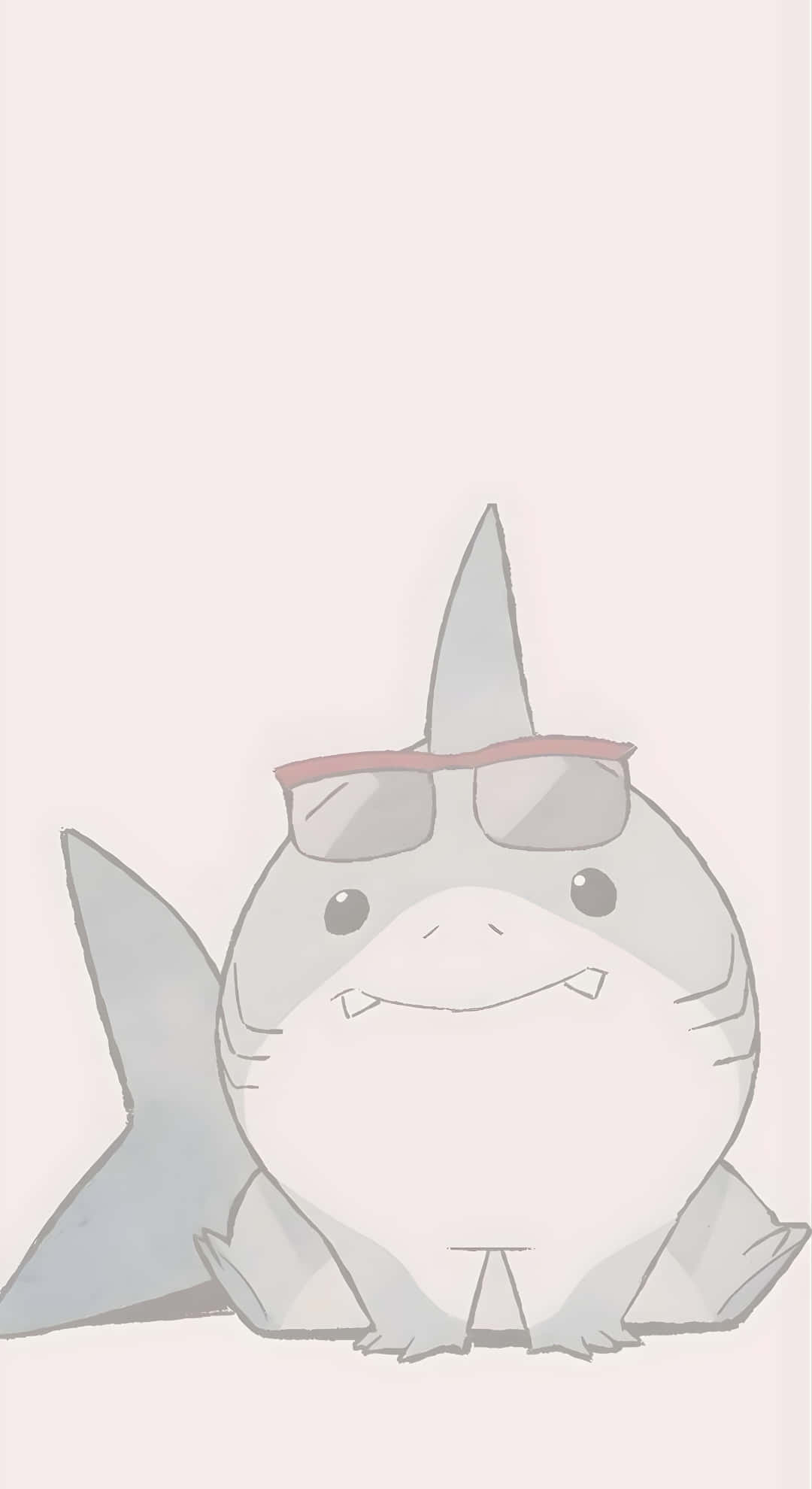 Jeff The Land Shark, red-framed sunglasses, beige background, Full HD Phone Wallpaper