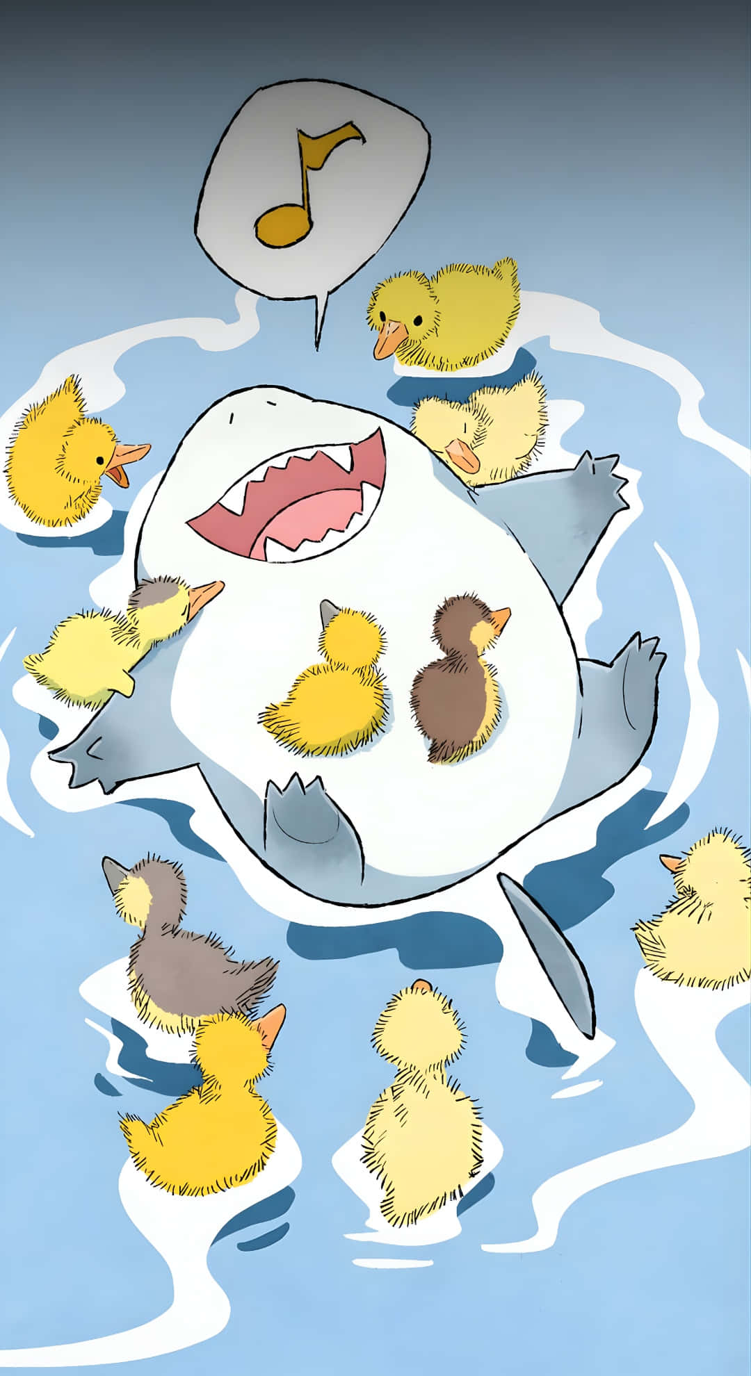 Jeff The Land Shark, ducklings, musical note, Full HD Phone Wallpaper