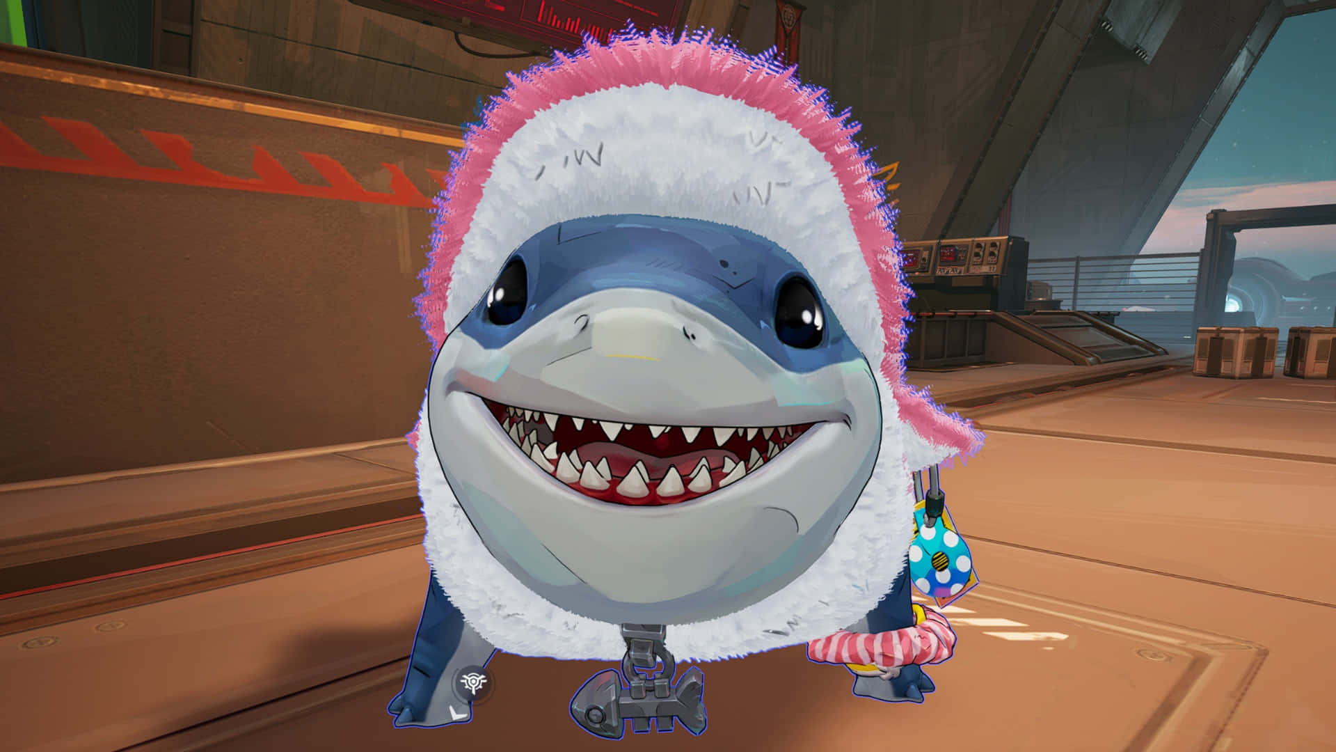 Jeff The Land Shark, fluffy pink and white hooded outfit, cartoon shark, Full HD Desktop Wallpaper