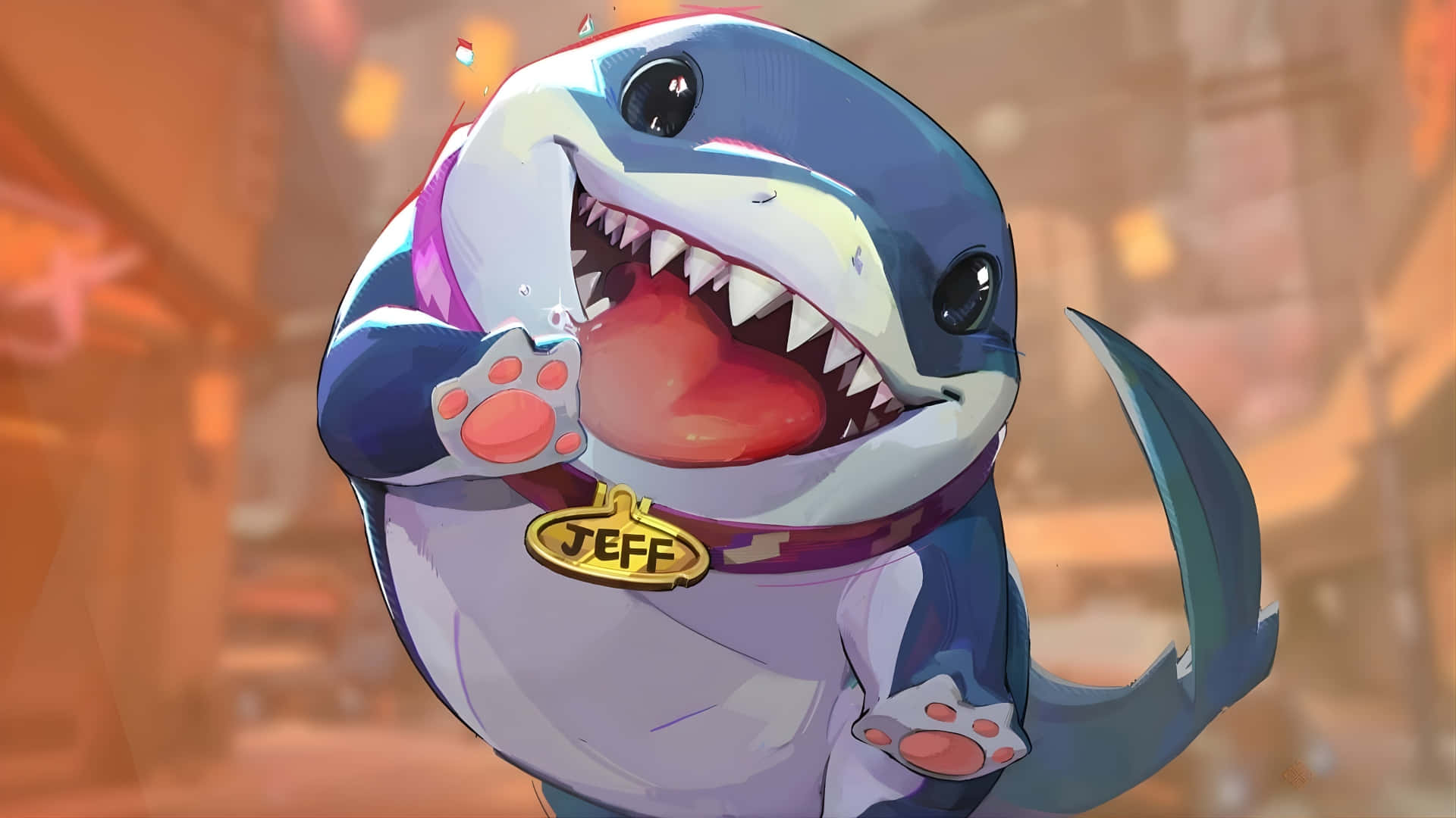 Jeff The Land Shark, cartoon shark, dog collar, Full HD Desktop Wallpaper