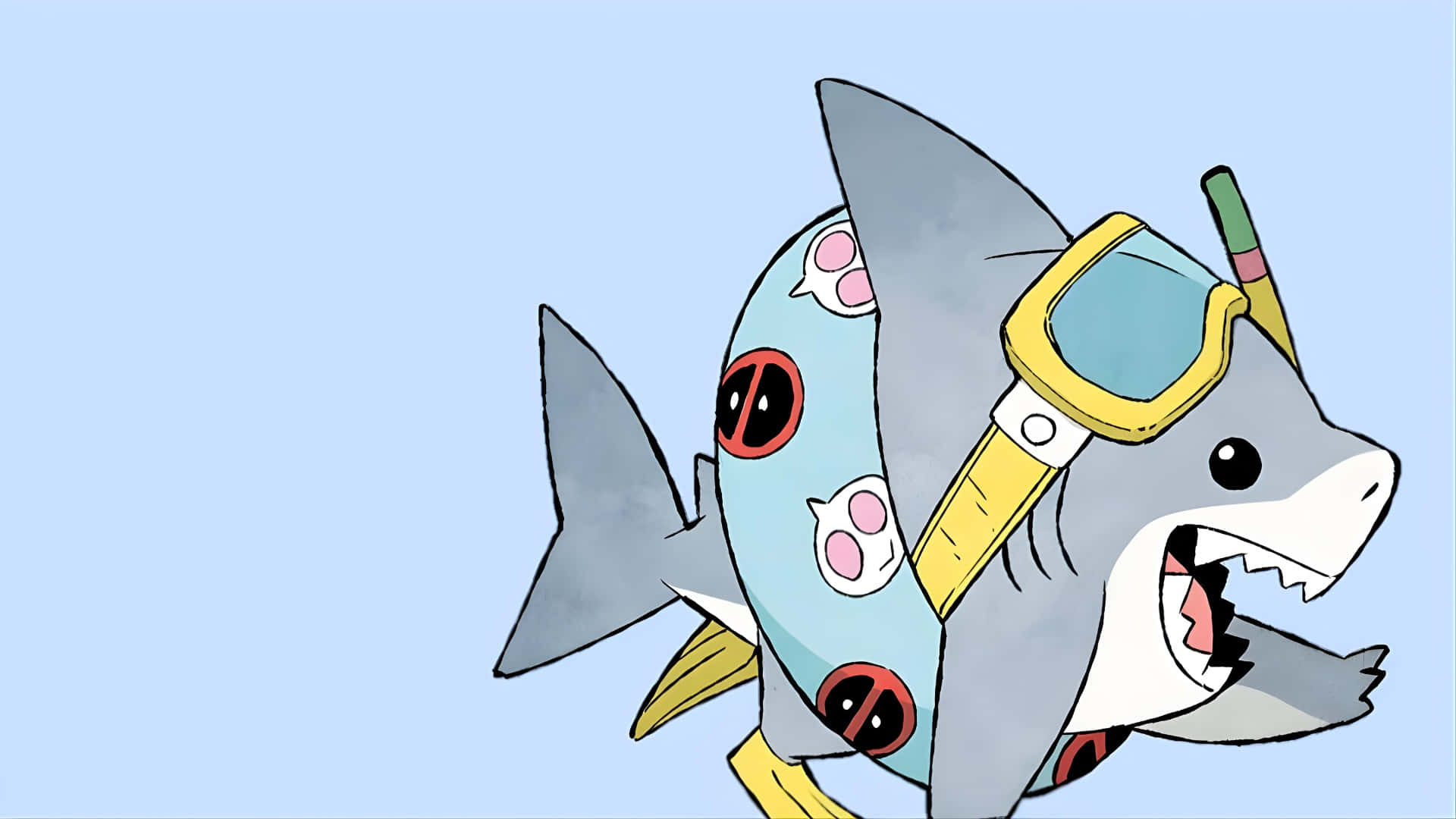 Jeff The Land Shark, swim gear, yellow goggles, Full HD Desktop Wallpaper