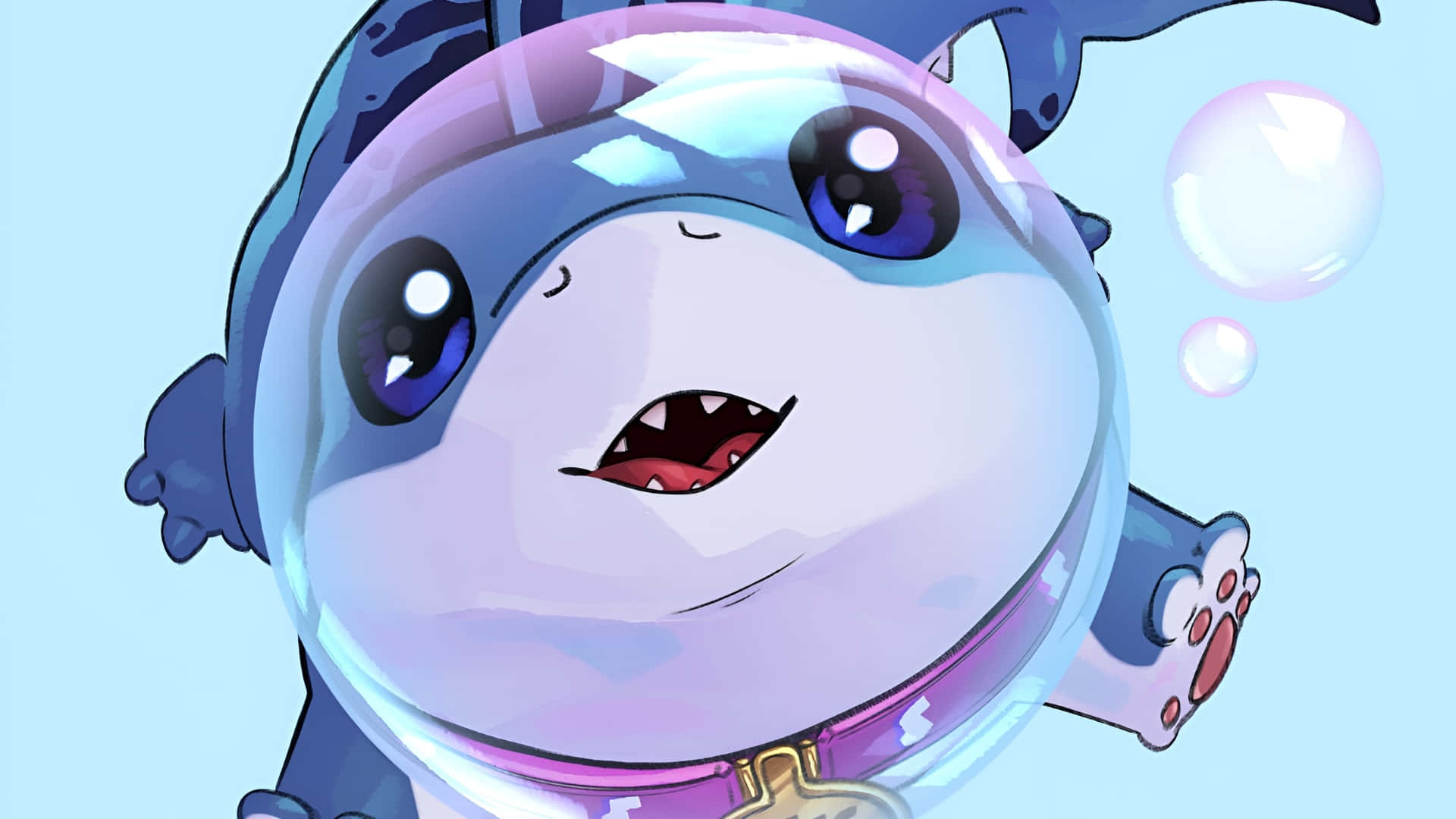 Jeff The Land Shark, bubble helmet, light blue background, Full HD Desktop Wallpaper