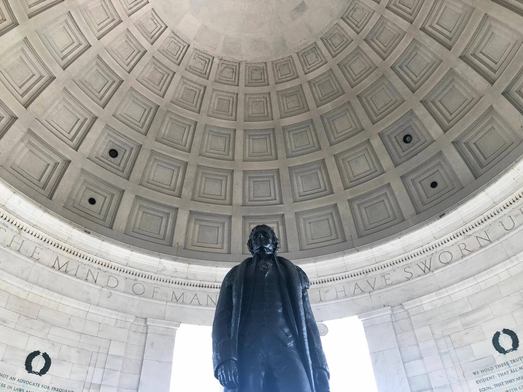 Jefferson Memorial, bronze statue, coffered dome, Full HD Desktop Wallpaper