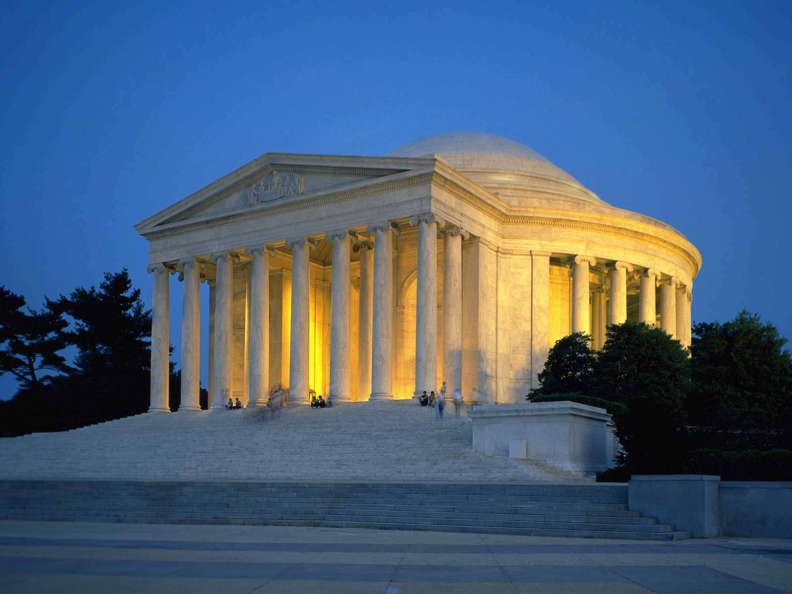 Jefferson Memorial, twilight, grand stone steps, HD Desktop Wallpaper