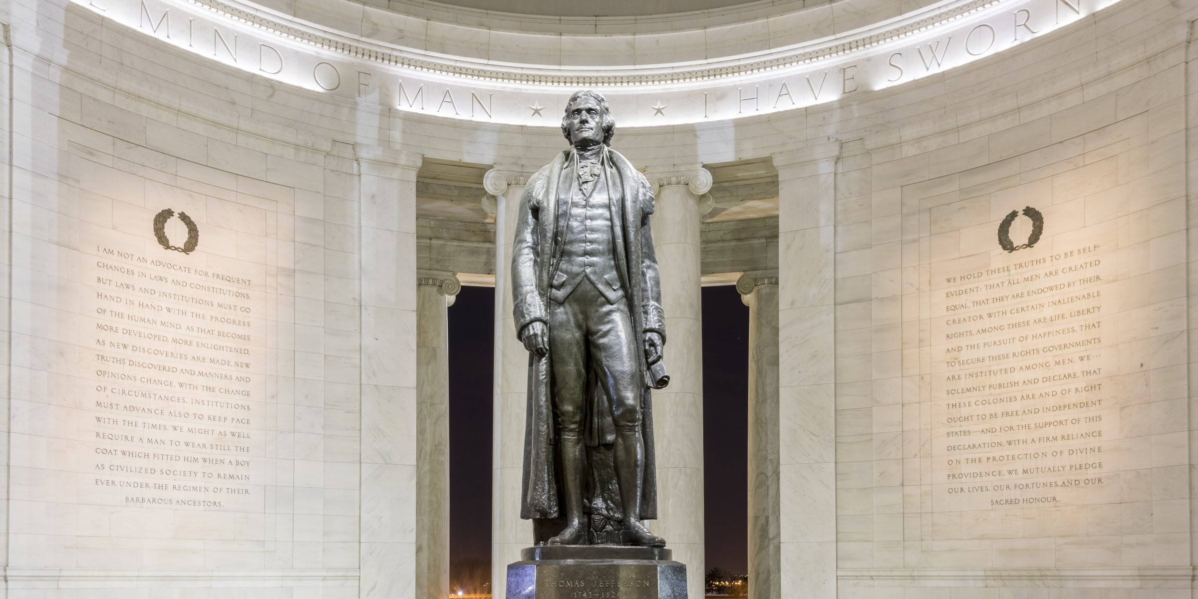 Jefferson Memorial, marble hall, towering columns, Full HD Desktop Wallpaper