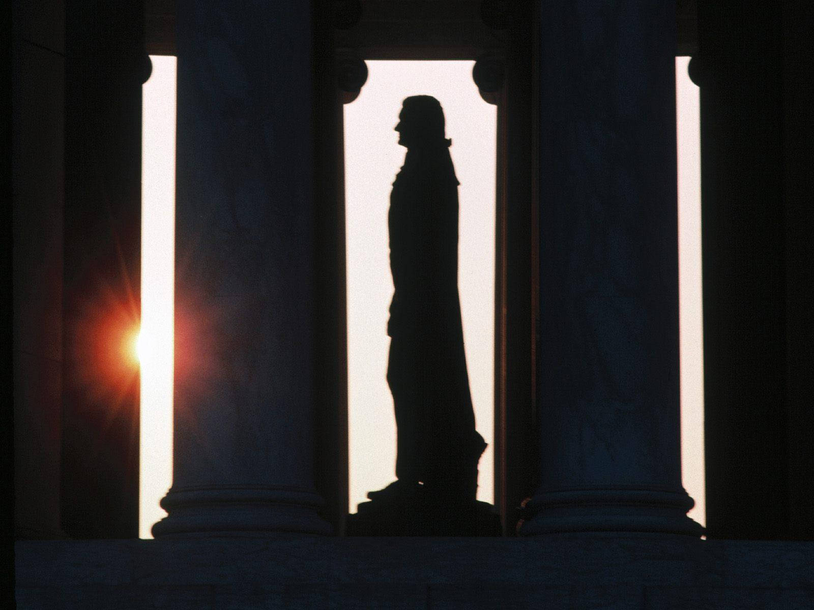 Jefferson Memorial, silhouette, standing statue, HD Desktop Wallpaper