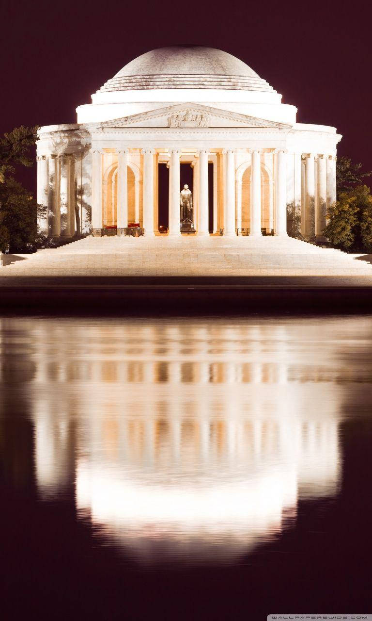 Jefferson Memorial, neoclassical dome, night, HD Phone Wallpaper
