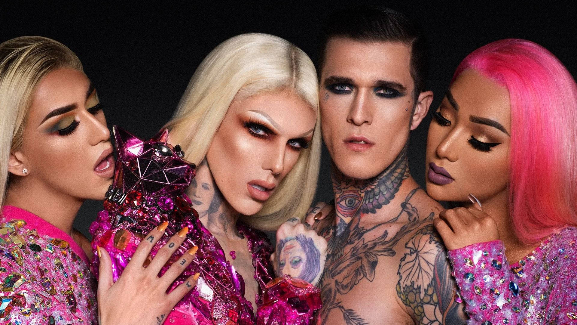 Jeffree Star, glam drag performers, glittering pink outfits, Full HD Desktop Wallpaper