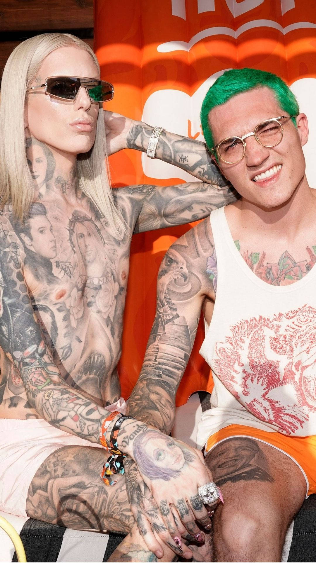 Jeffree Star, summer, vibrant green hair, Full HD Phone Wallpaper