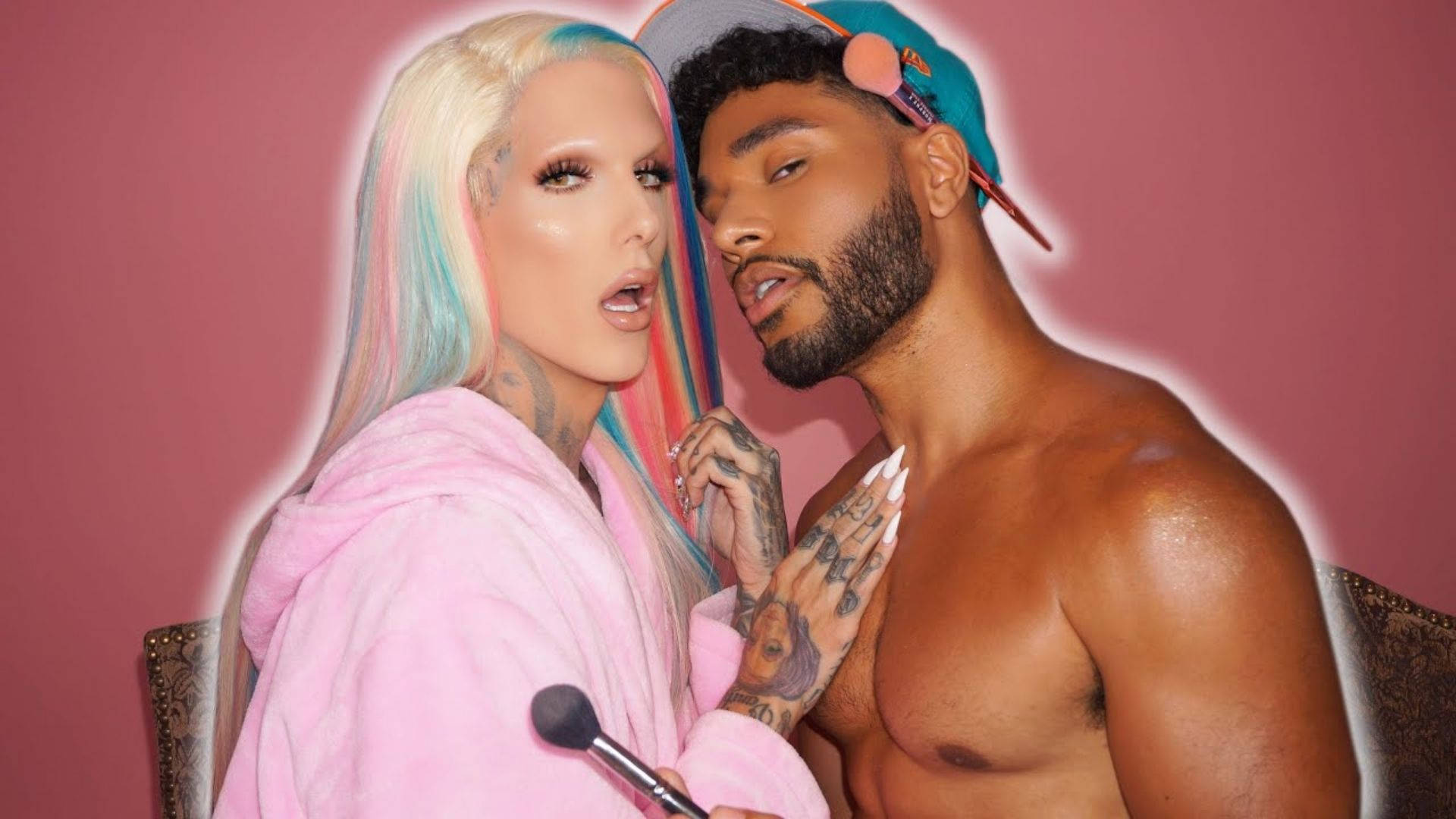 Jeffree Star, pink wall, pink robe, Full HD Desktop Wallpaper