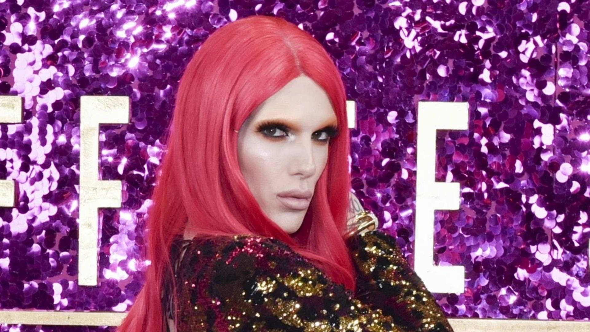 Jeffree Star, vibrant red hair, bold makeup, Full HD Desktop Wallpaper