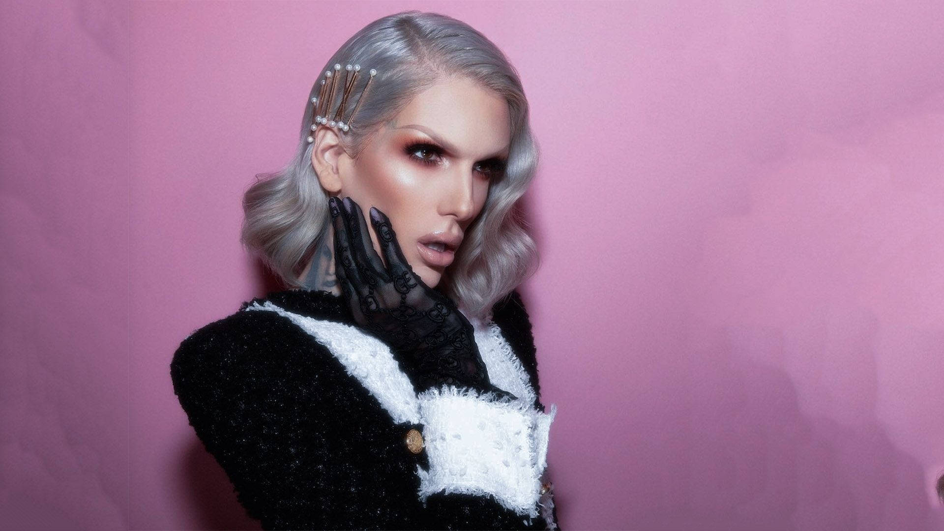 Jeffree Star, silver hair, bold makeup, Full HD Desktop Wallpaper