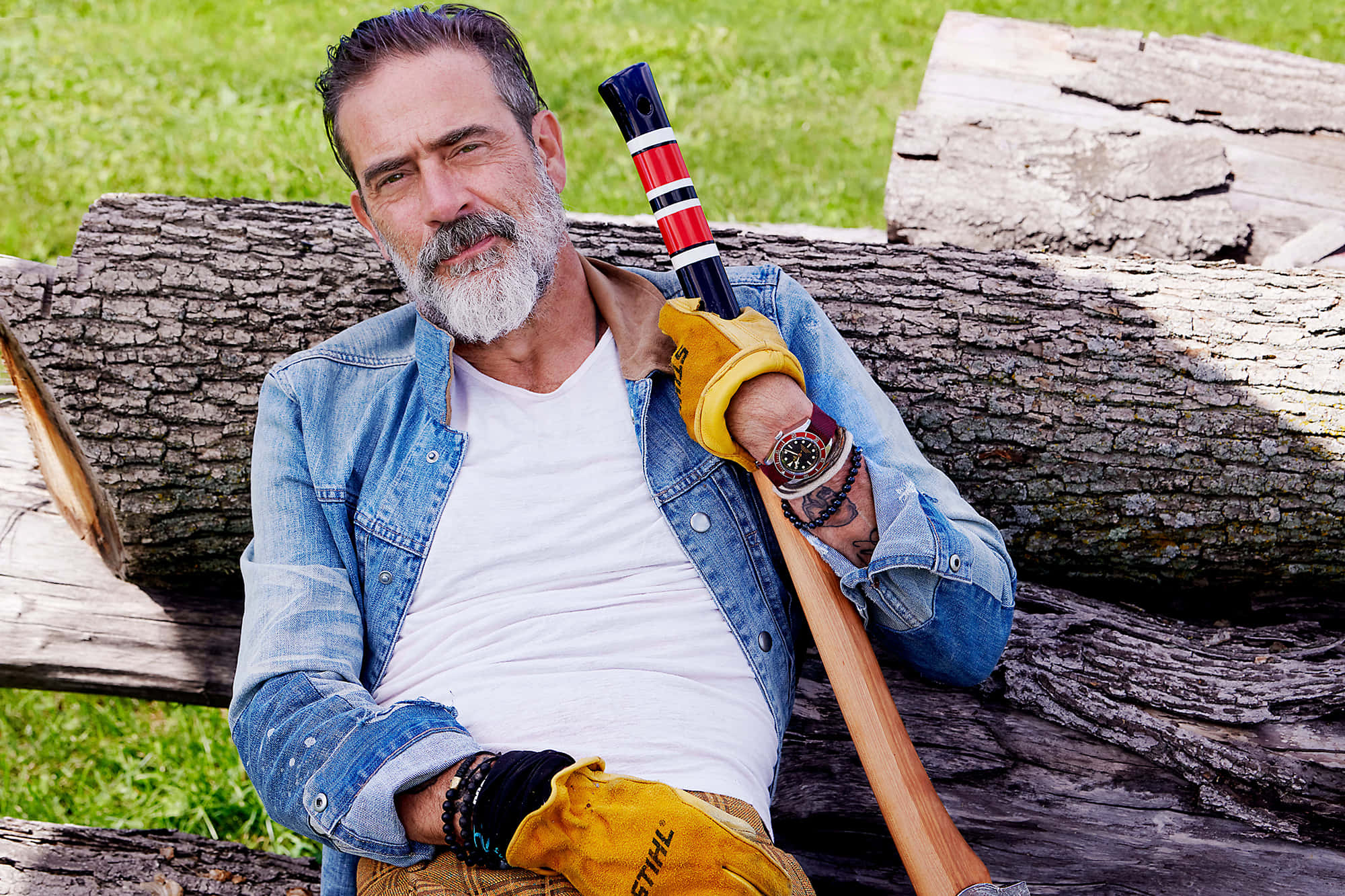 Jeffrey Dean Morgan, denim, gloves, Full HD Desktop Wallpaper
