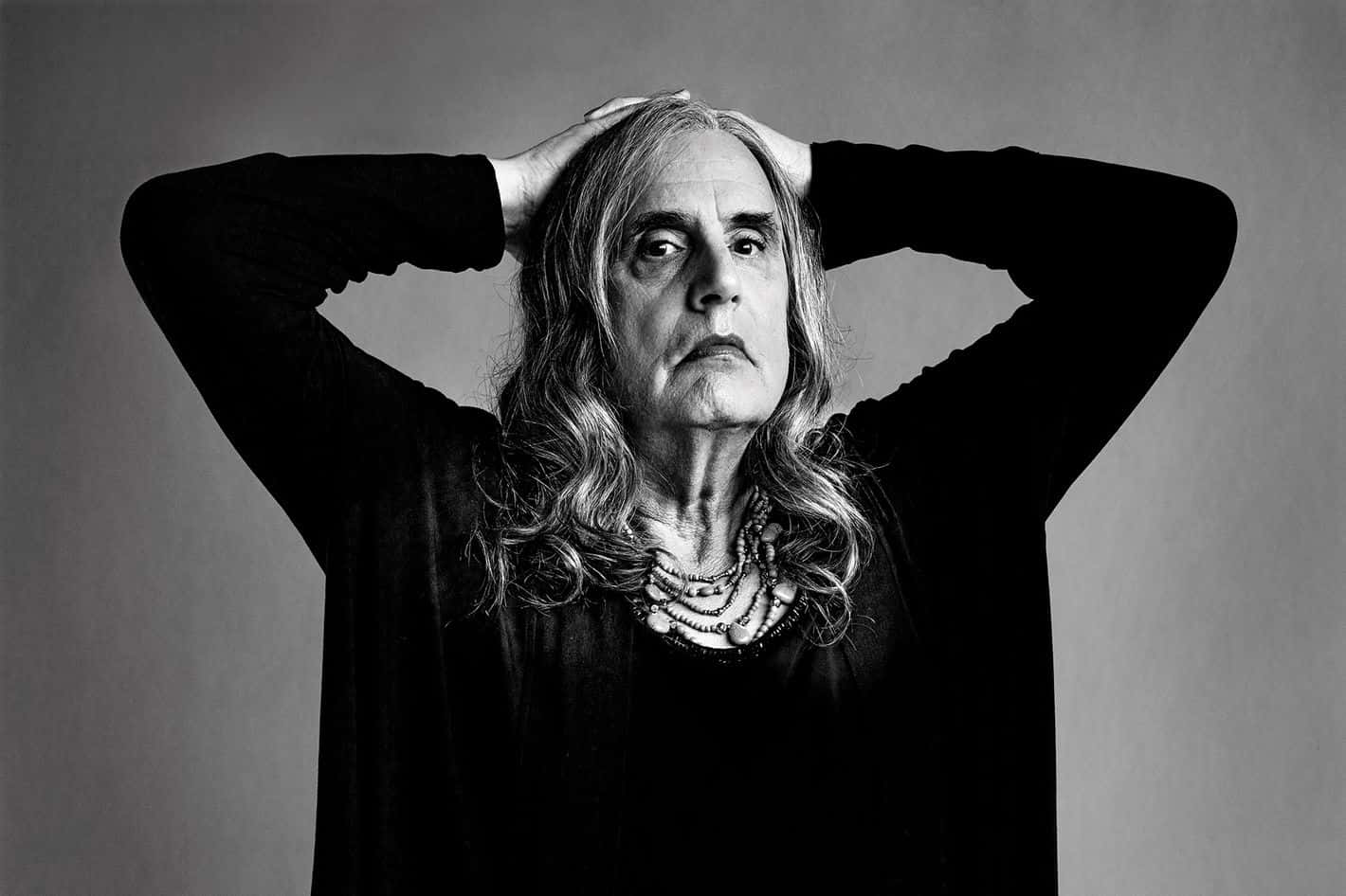 Jeffrey Tambor, black and white portrait, long hair, HD Desktop Wallpaper