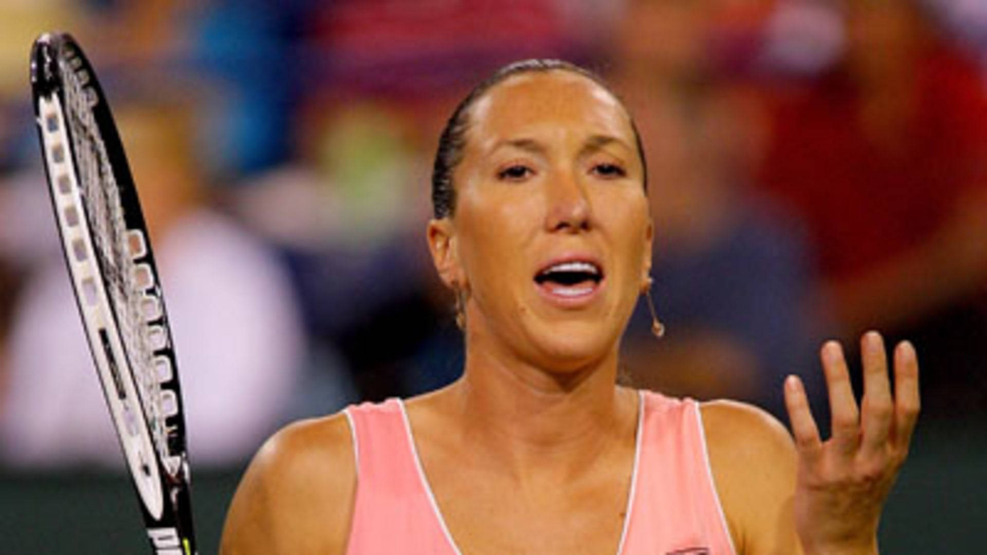 Jelena Jankovic, pink top, racket, Full HD Desktop Wallpaper