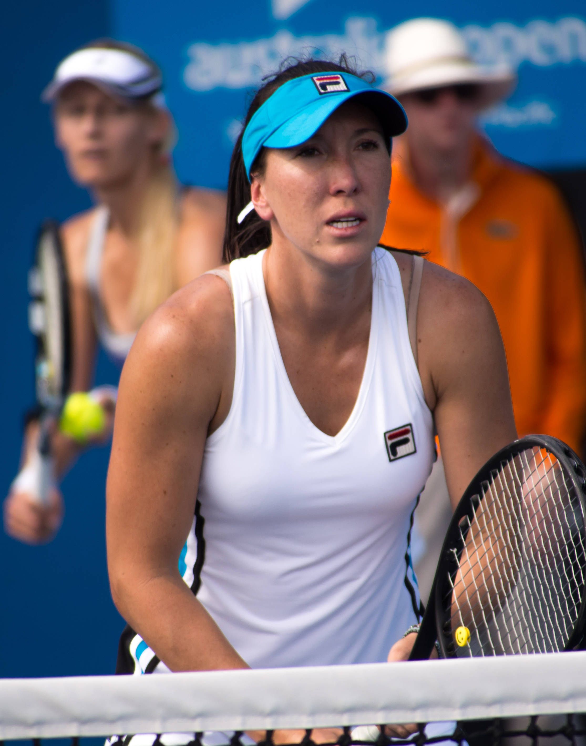 Jelena Jankovic, tennis match, white gear, 2K Phone Wallpaper