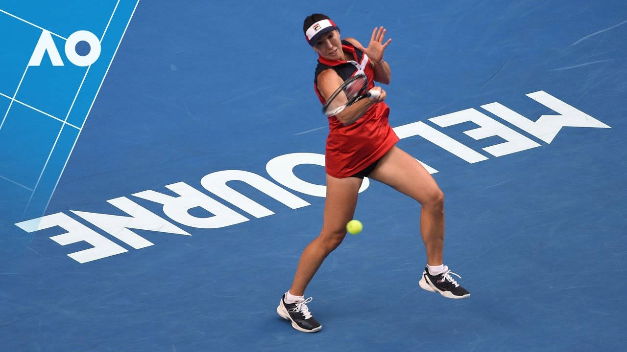 Jelena Jankovic, red outfit, yellow ball, HD Desktop Wallpaper