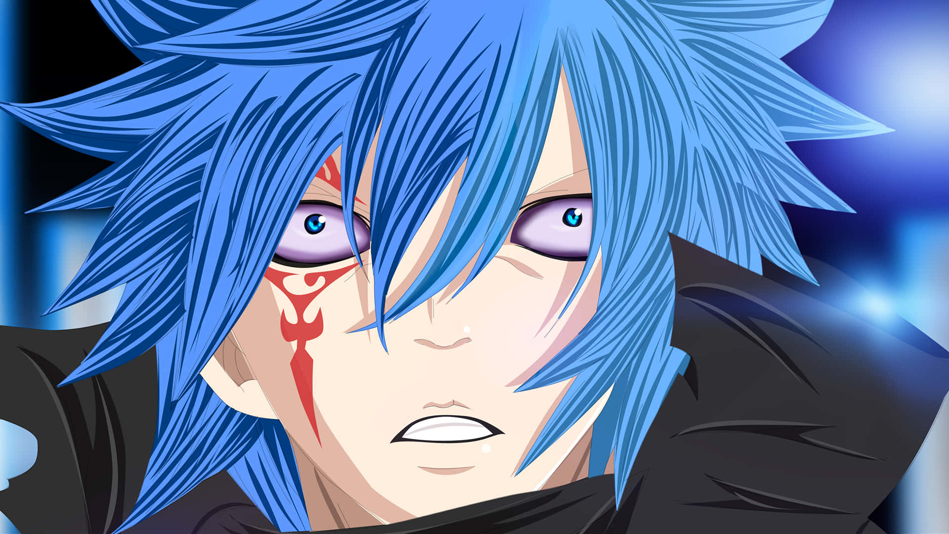Jellal Fernandes, spiky blue hair, red markings on his face, Full HD Desktop Wallpaper