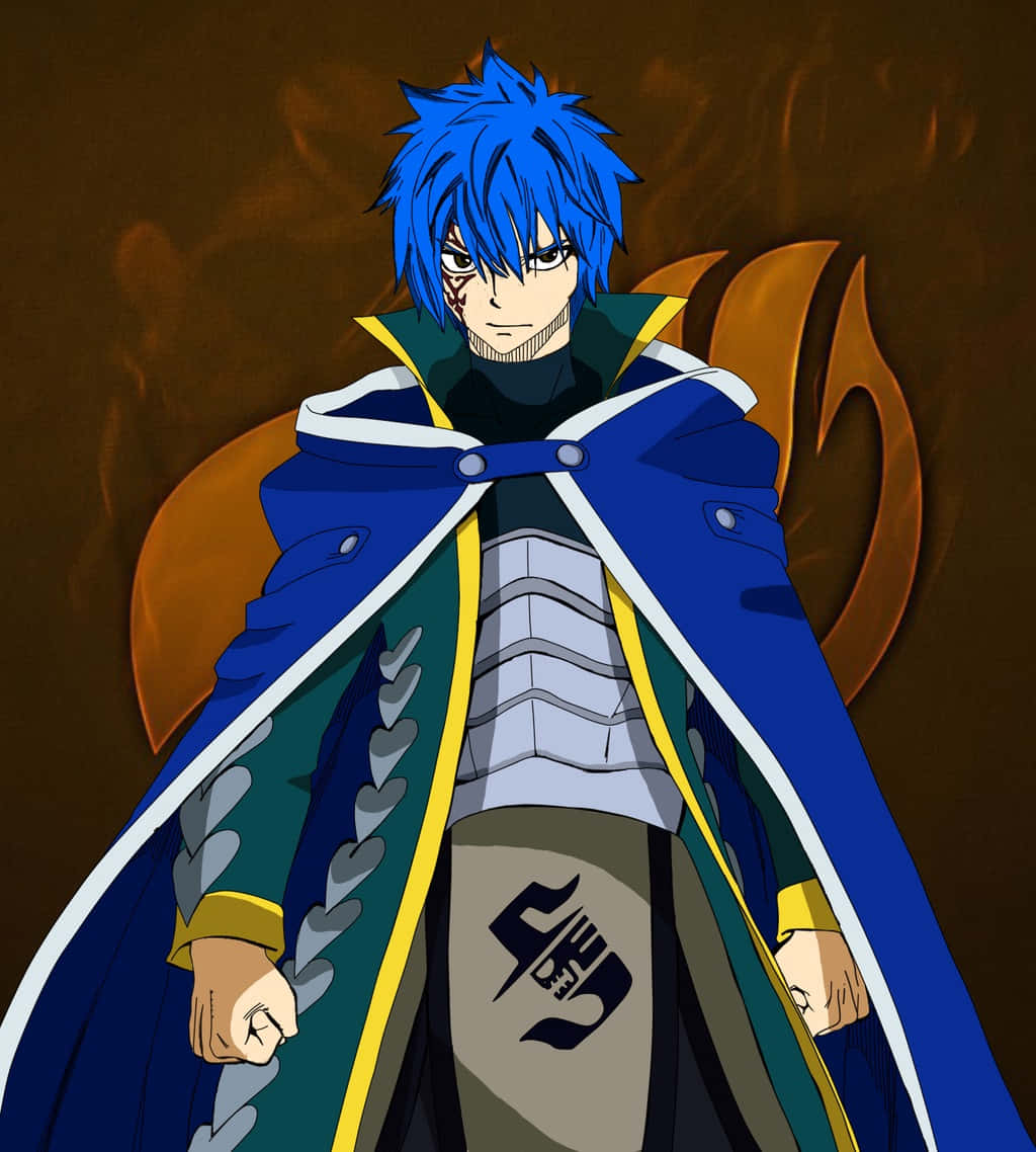 Jellal Fernandes, blue-haired anime warrior, blue and green cloak, SD Phone Wallpaper