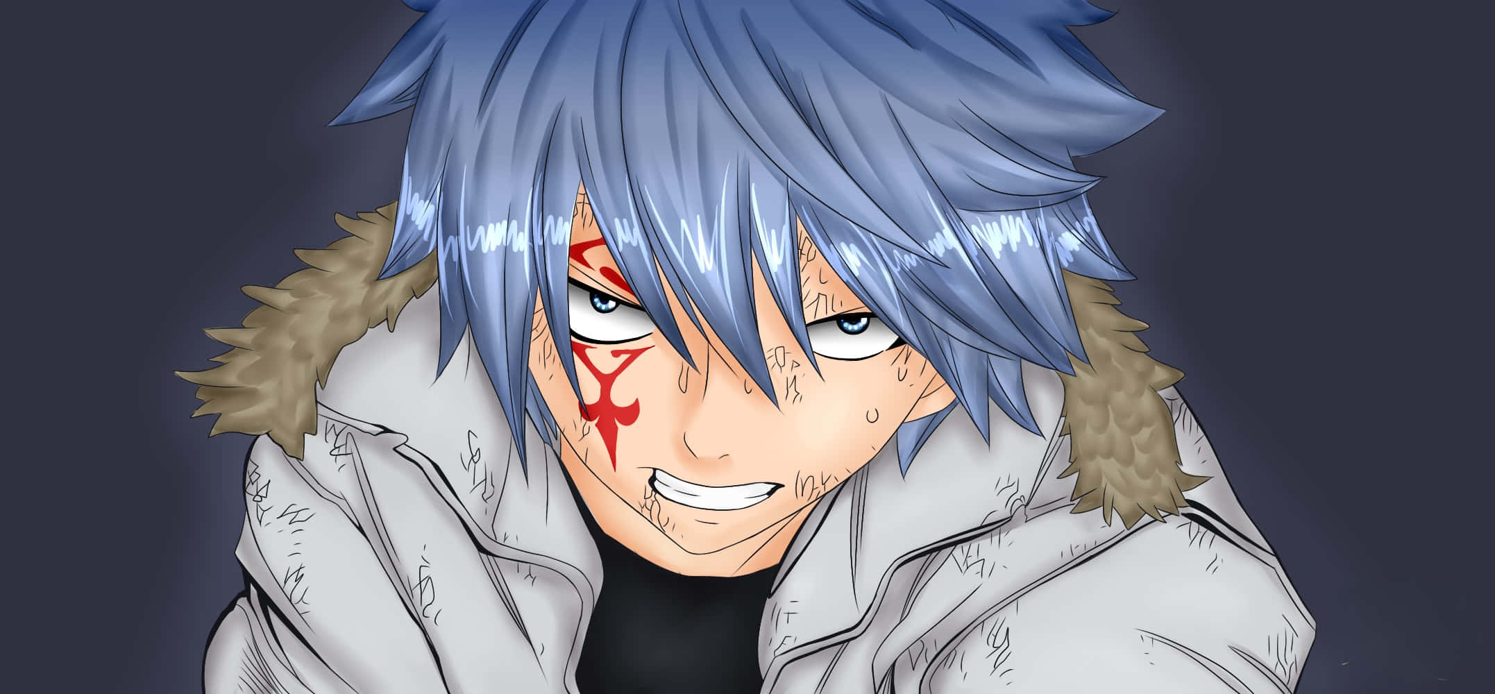 Jellal Fernandes, spiky blue hair, red markings on his face, Full HD Desktop Wallpaper