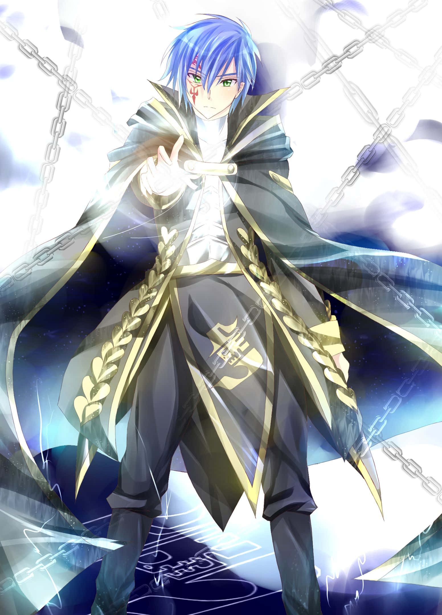 Jellal Fernandes, blue-haired, gold-trimmed cloak, Full HD Phone Wallpaper