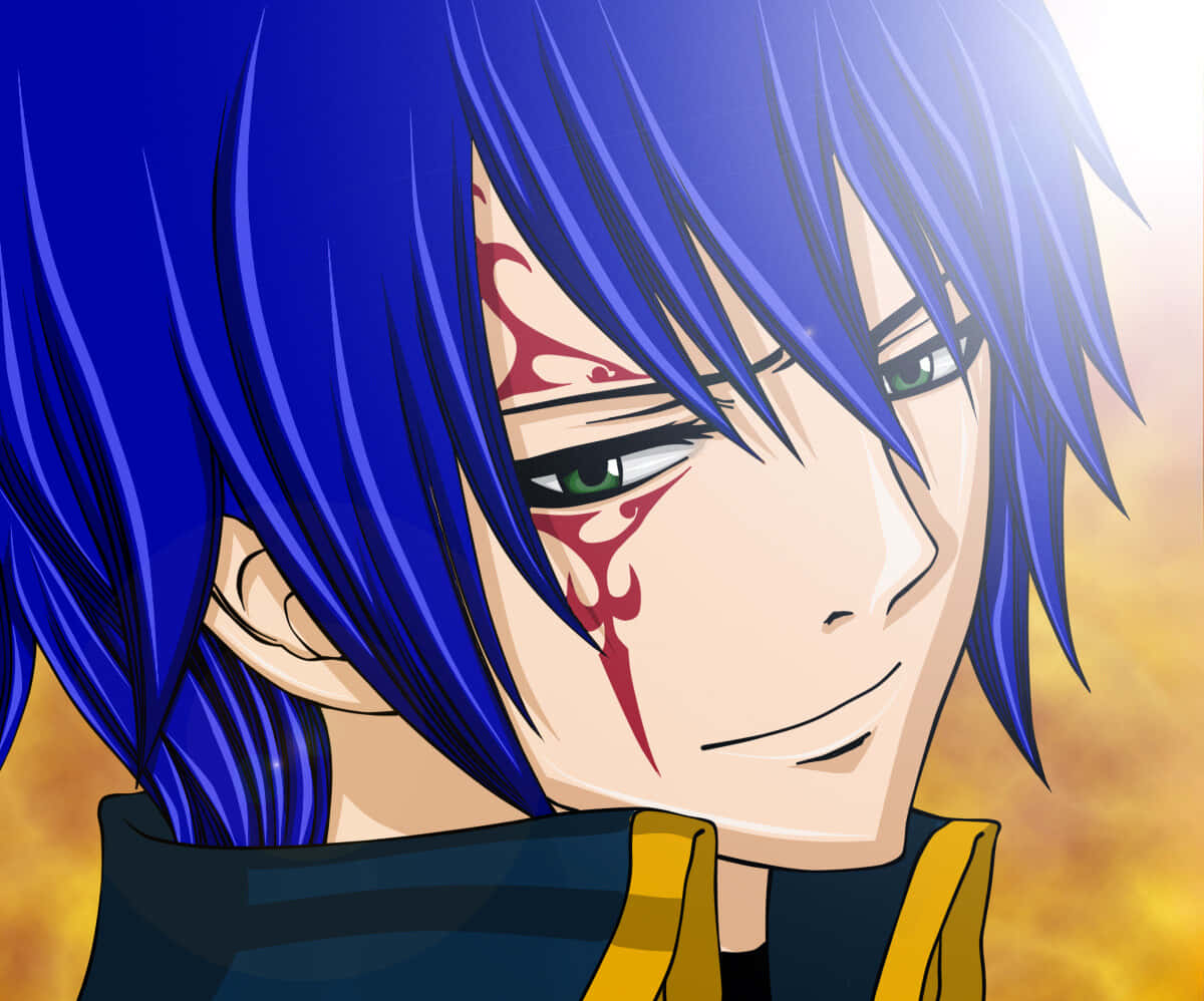 Jellal Fernandes, blue-haired, red tribal markings, SD Desktop Wallpaper