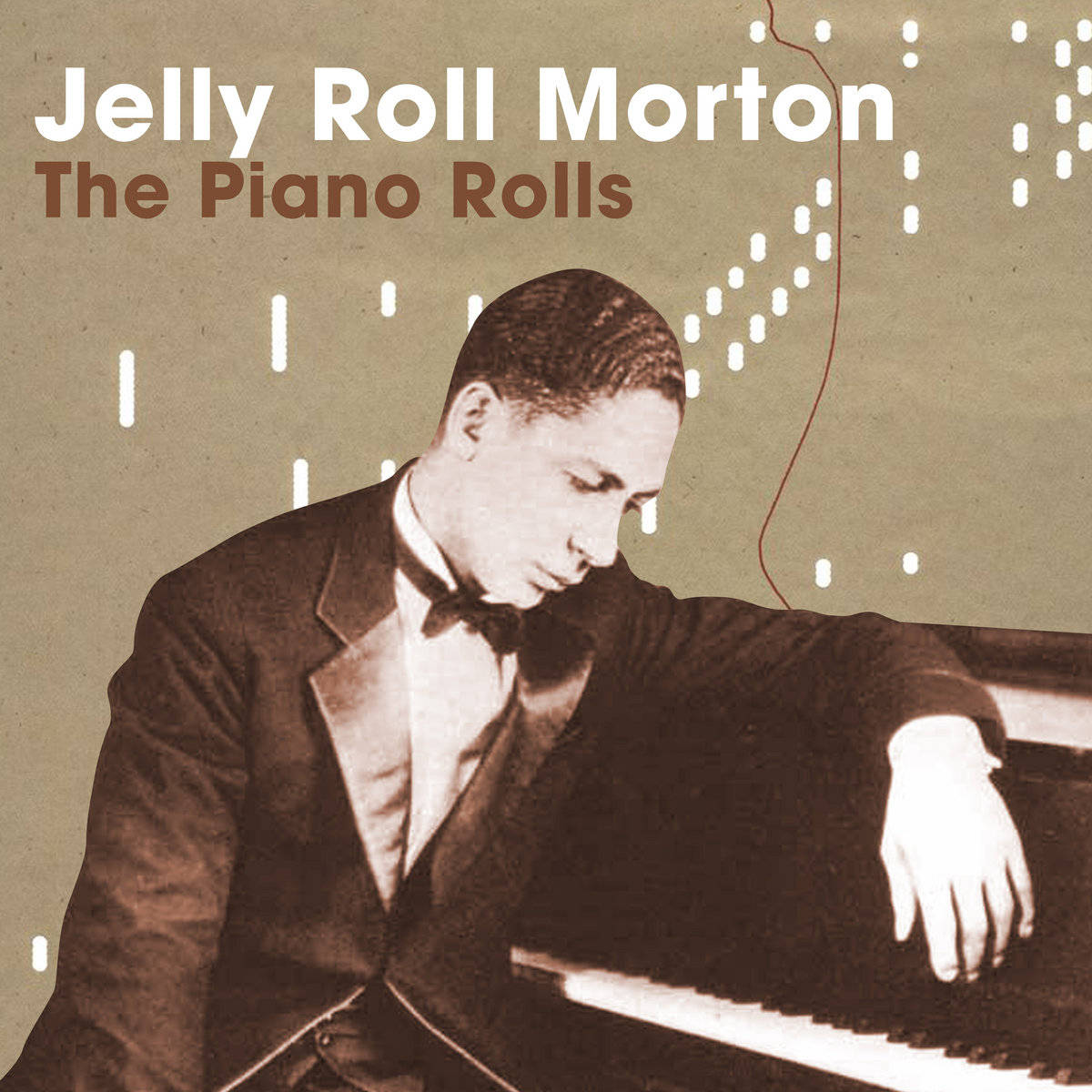 Jelly Roll Morton, sepia-toned portrait, piano, SD Desktop Wallpaper