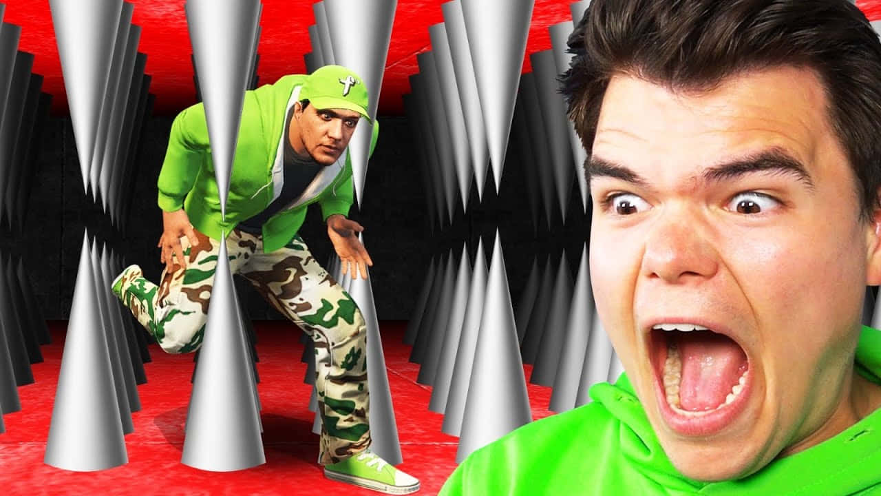 Jelly YouTube, green hoodie, camouflage pants, HD Desktop Wallpaper