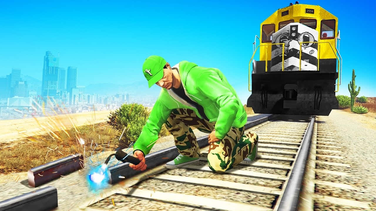 Jelly YouTube, green weld, yellow locomotive, HD Desktop Wallpaper