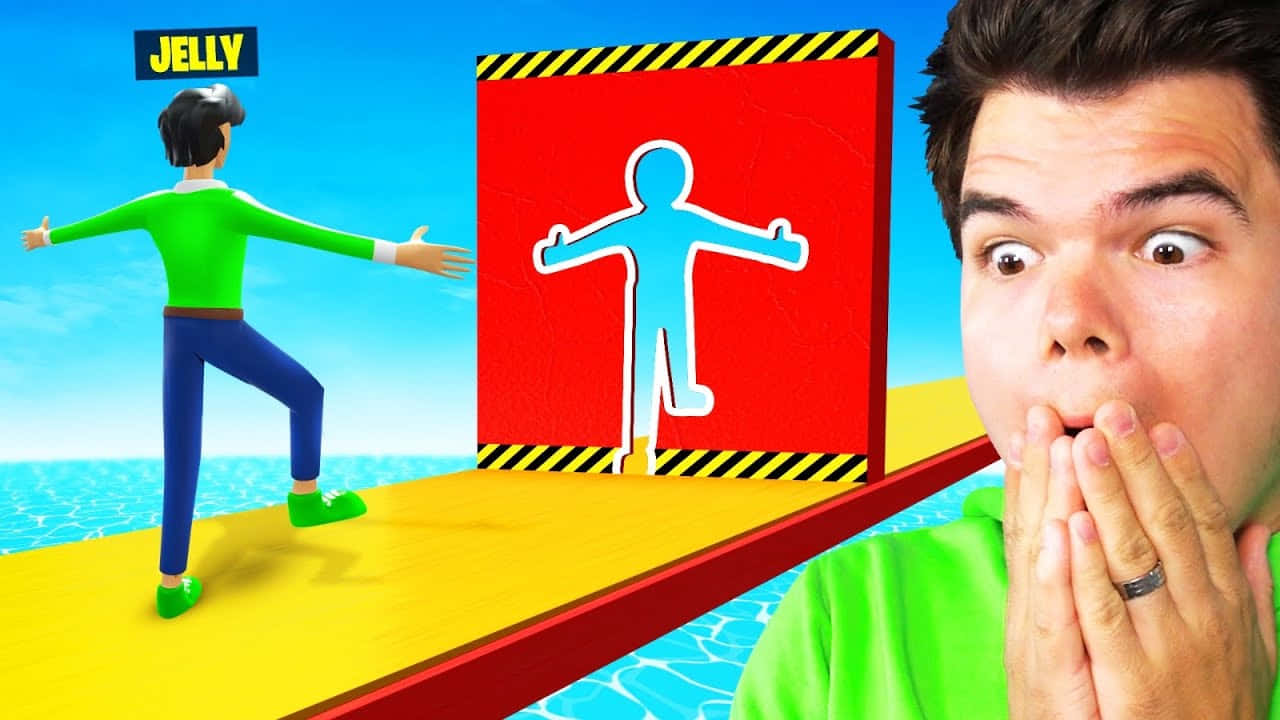Jelly YouTube, yellow platform, red hazard sign, HD Desktop Wallpaper