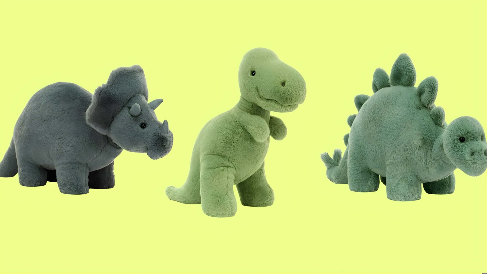 Jellycat, dinosaur plush toys, triceratops, Full HD Desktop Wallpaper