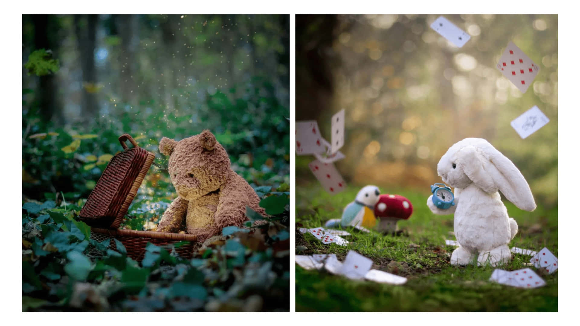 Jellycat, brown teddy bear, wicker picnic basket, Full HD Desktop Wallpaper