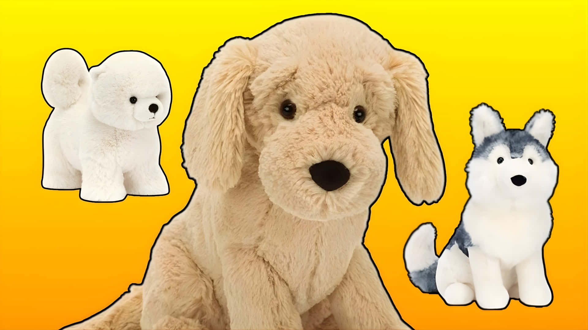 Jellycat, plush dog collection, fluffy white poodle, Full HD Desktop Wallpaper