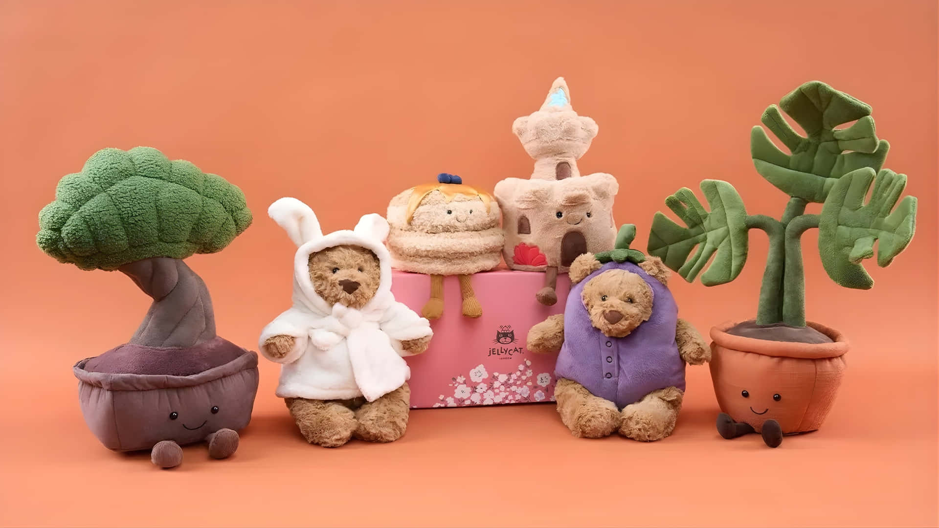Jellycat, plush toy collection, teddy bears, Full HD Desktop Wallpaper