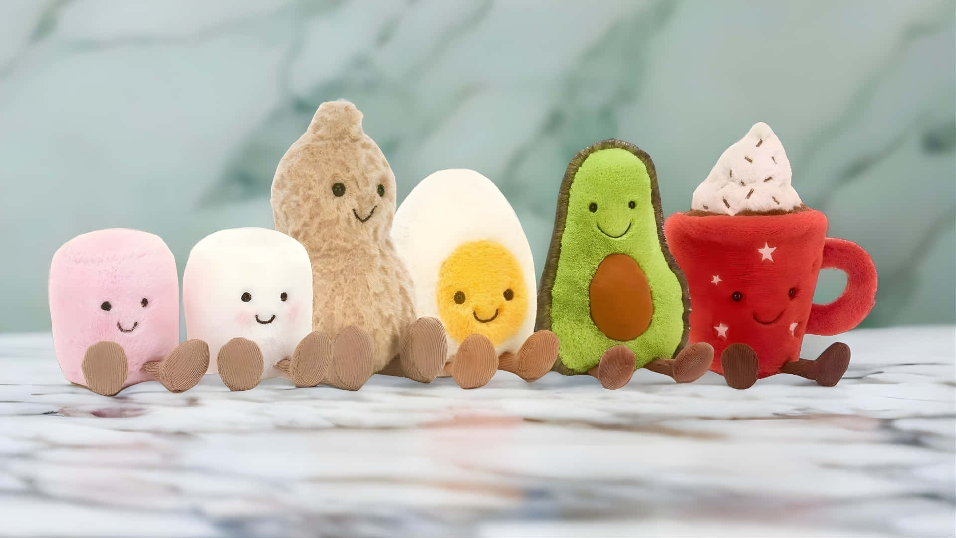 Jellycat, plush toy collection, marshmallows, Full HD Desktop Wallpaper